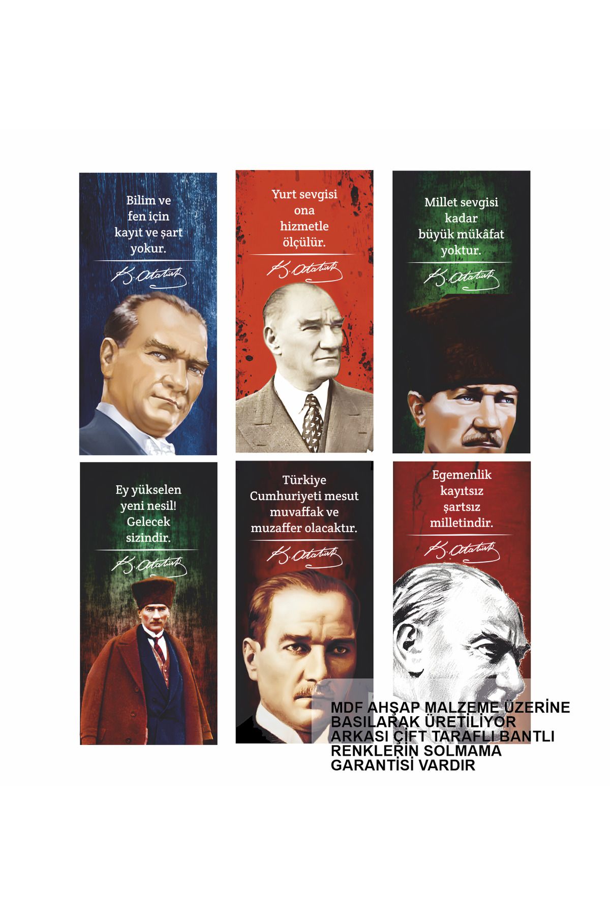Hayat Poster 6 parça Atatürk sözleri olan mdf ahşap tablo seti