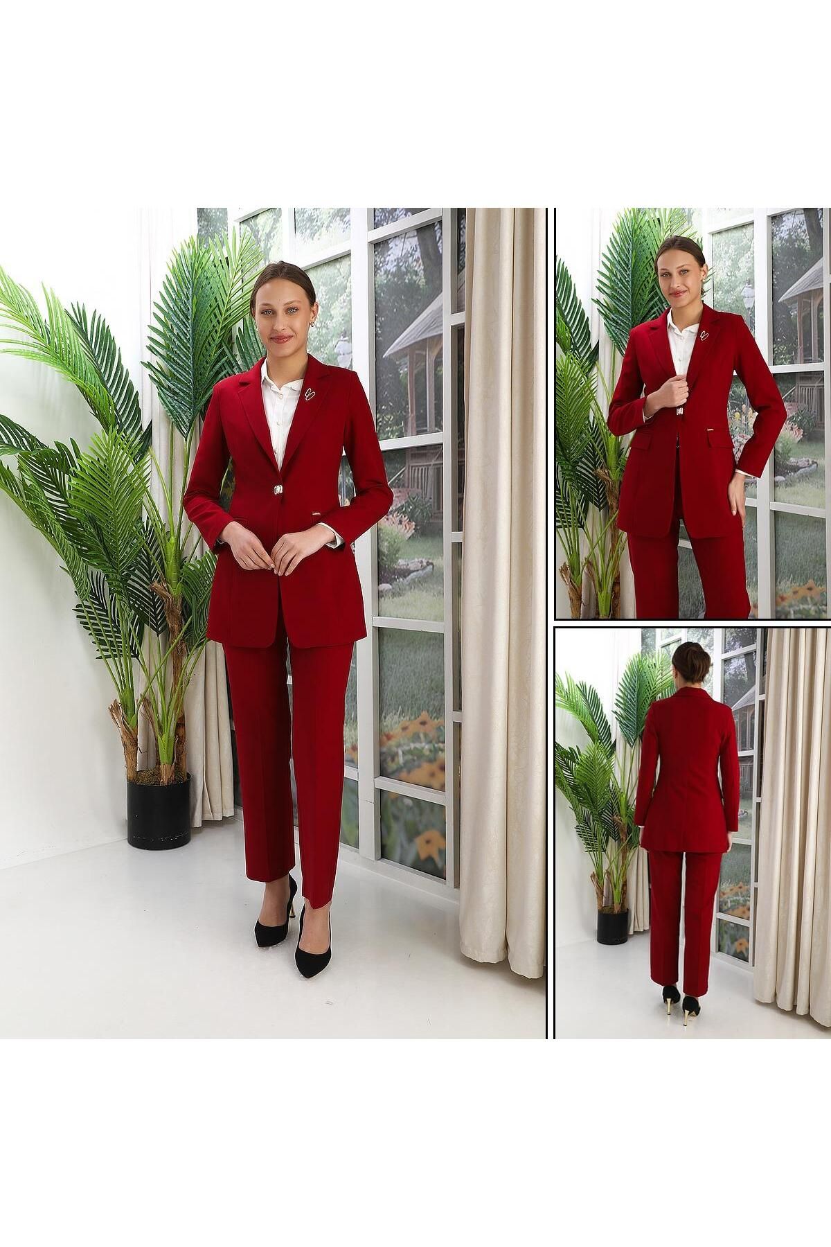 GND TEKSTİL Gnd Kadın Klasik Düğmeli Blazer Takım Elbise
