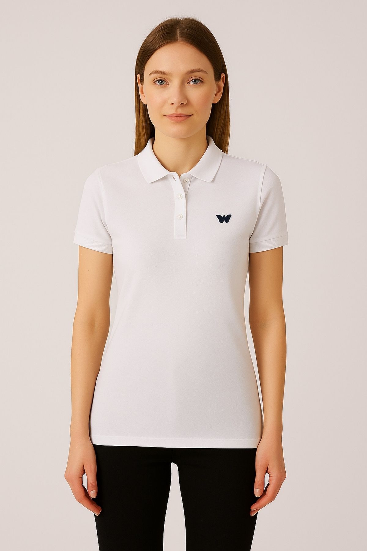 comstar Kadın Kısa Kollu Slim Fit Basic Polo Yaka Tişört