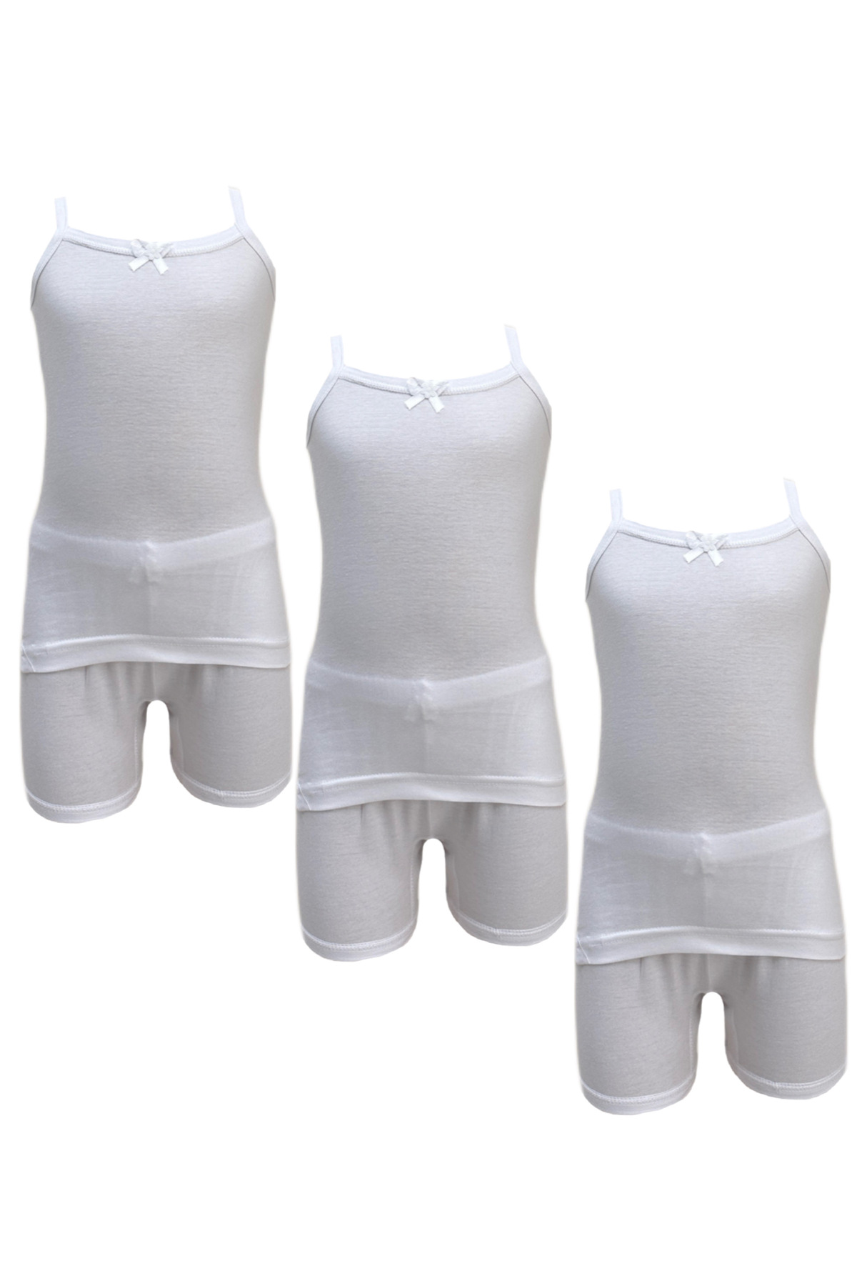 City Rose Fashion 3 - Pieces Cotton Camisole and Short Underwear Girls Set White