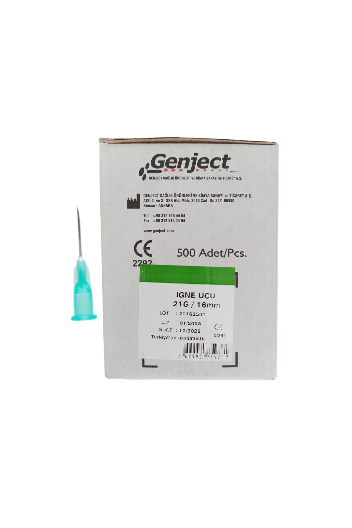 Genject - ENJEKTÖR UCU 16MM VETERİNER YEŞİL KISA 21G - 250 ADET