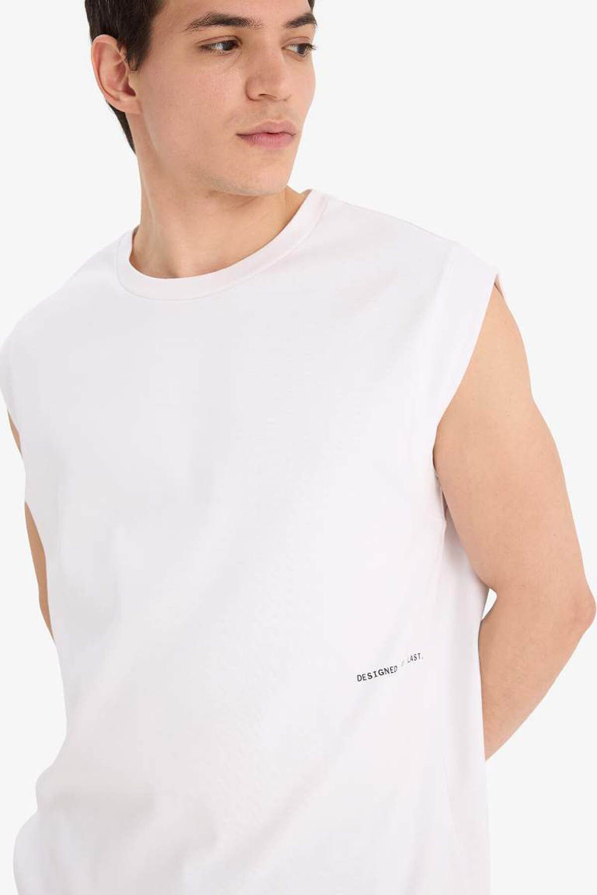 DeFacto Beyaz Erkek Kolsuz T-shirt C5040AX/WT34