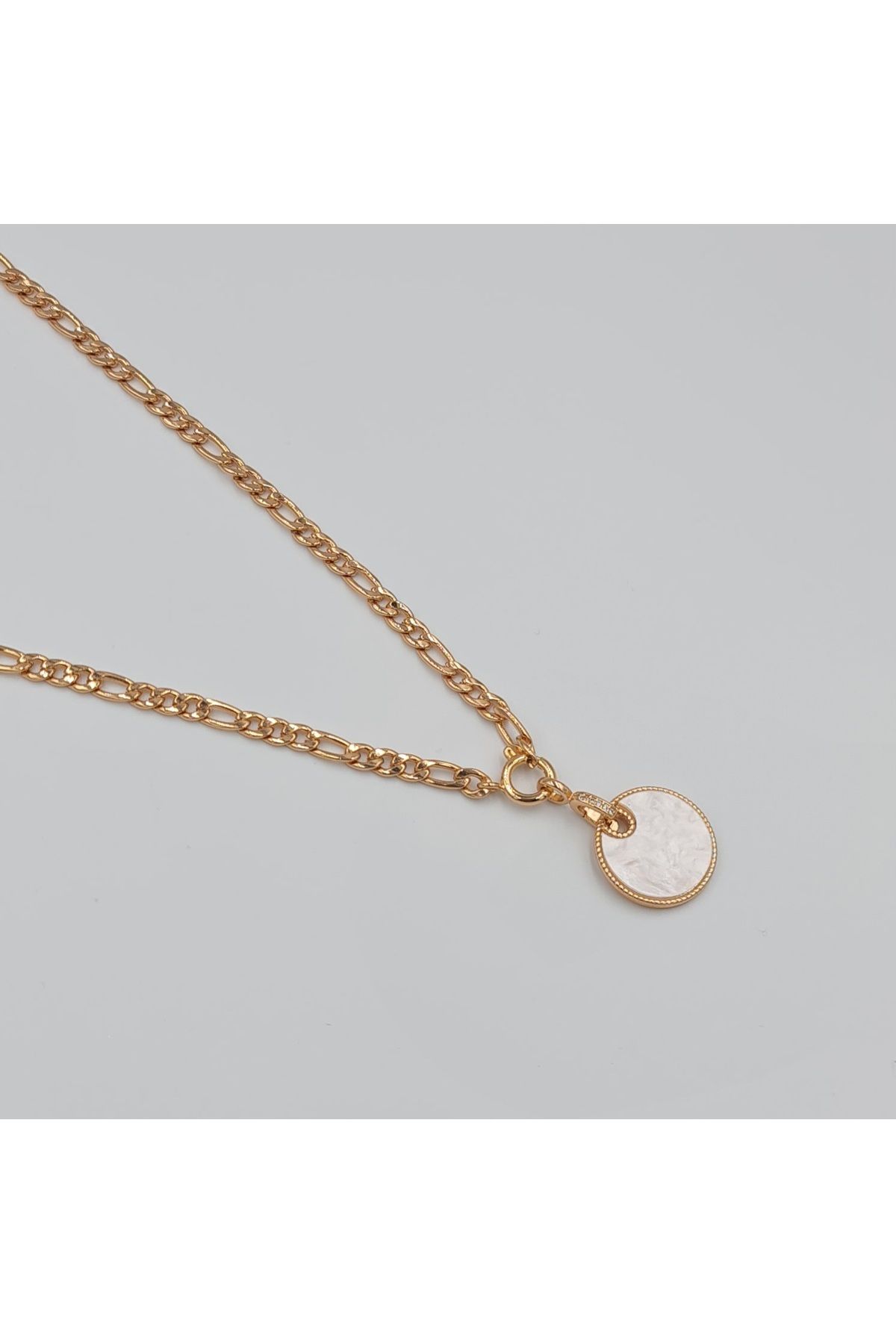 SE Jewellery Collection Selin Ersoy Rose Renk Beyaz Görünümlü Figaro Zincir Xuping Kadın Kolye - Suya Dayanıklı