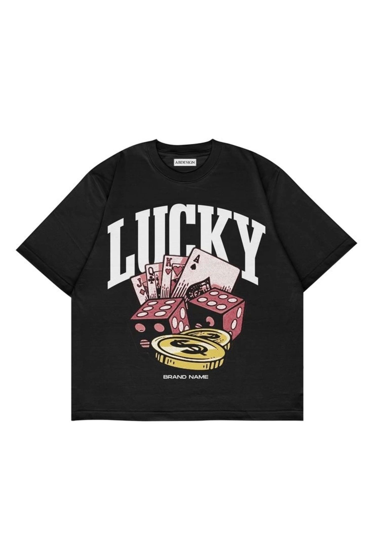 Violon Lucky Baskılı Siyah Renk Oversize T-Shirt