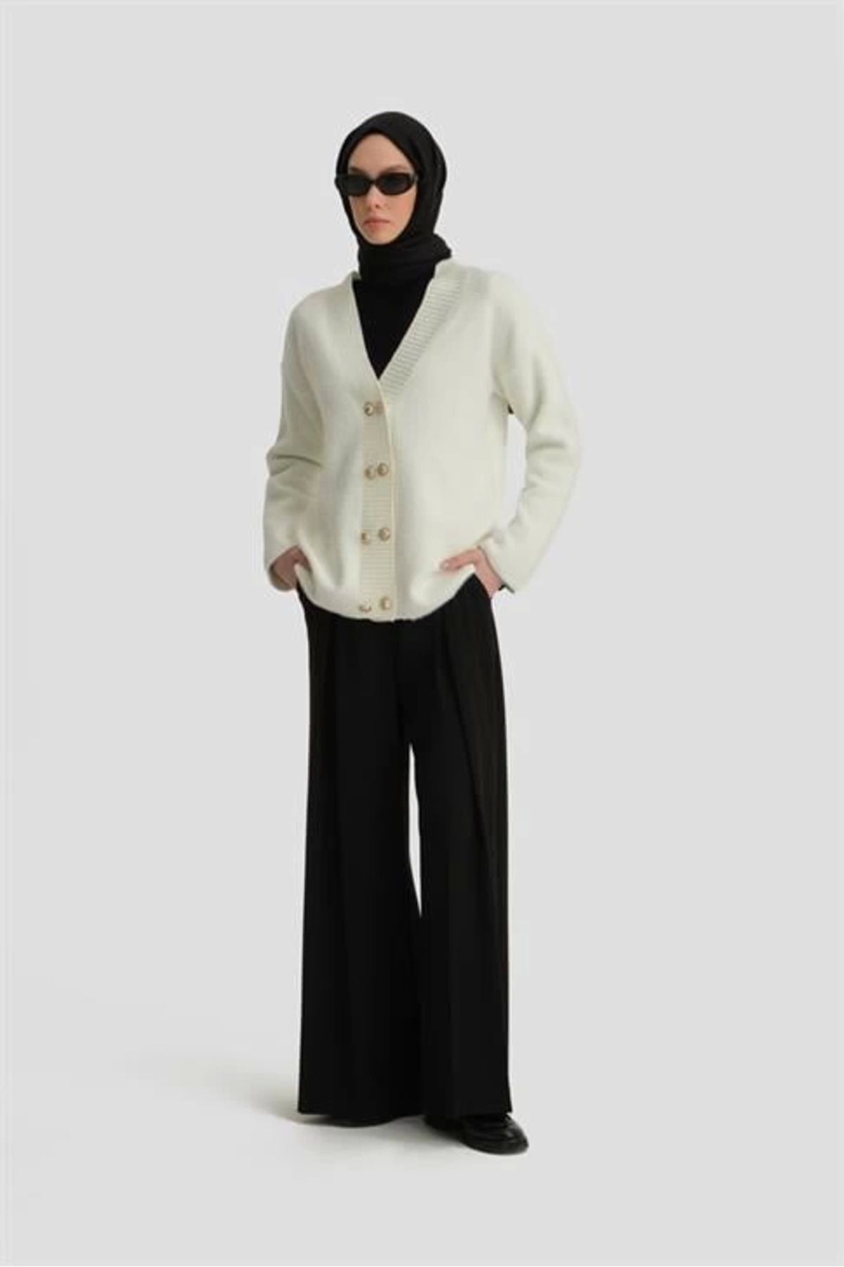 aradimtaradim Armine Peluş Triko Hırka 24Kd4211 Ekru