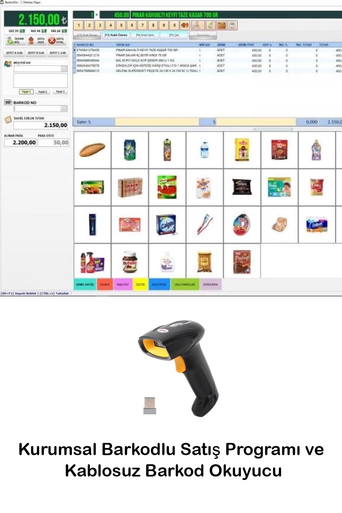 PazarTimi Kurumsal Barkodlu Satış Programı & Market Programı & Kablosuz Barkod Okuyucu