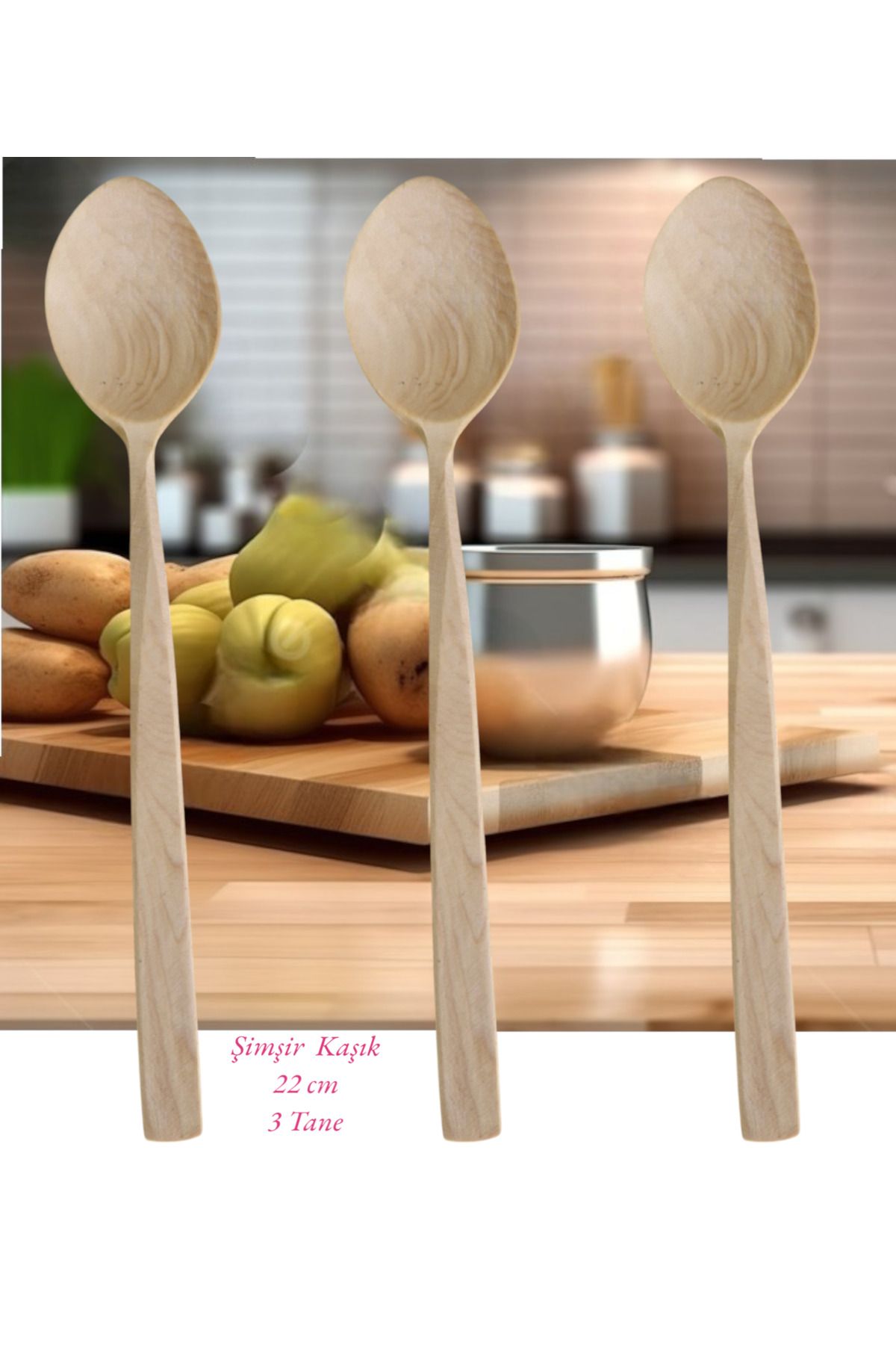 ASAFRİ Şimşir Kaşık El Yapımı 3 Adet (22 cm)