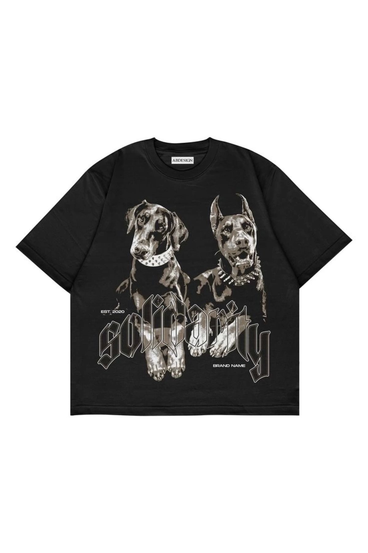 Violon Solidarity Baskılı Siyah Renk Oversize T-Shirt