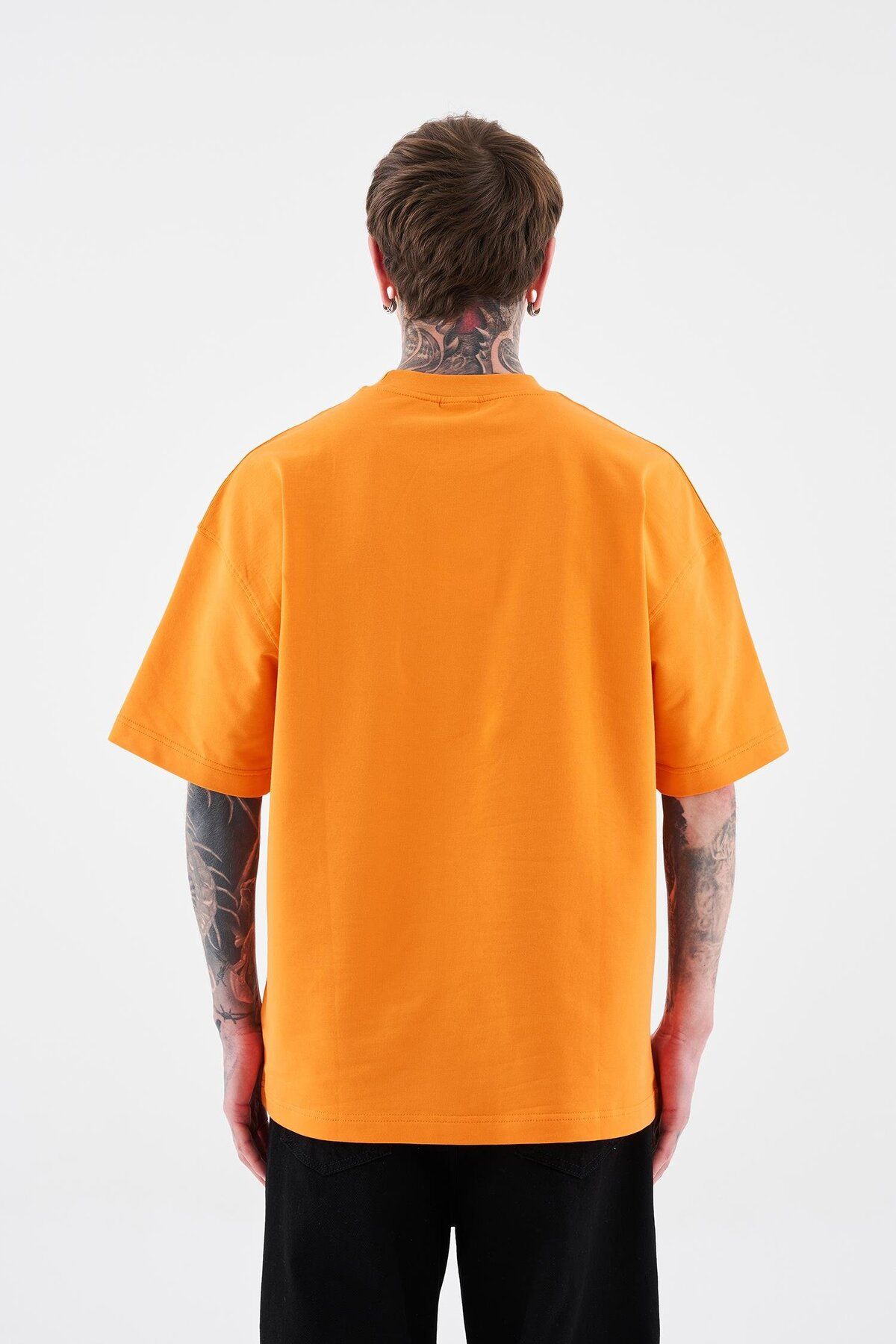 Machinist-Men's Solid Basic Cotton Oversize Orange T-Shirt 5