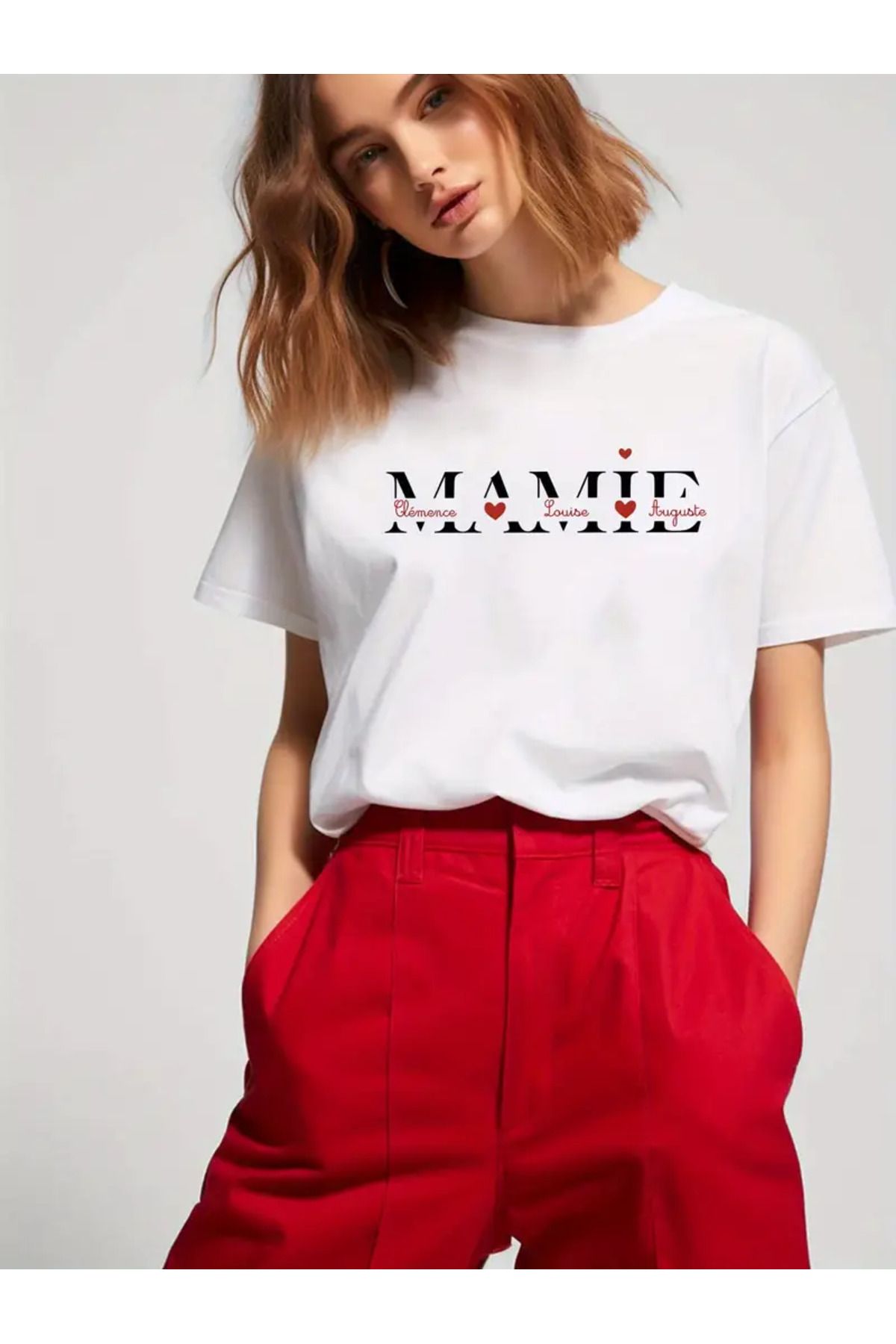 AEMİ Kadın Mamie Sırt Baskılı %100 Pamuk Oversize T-shirt