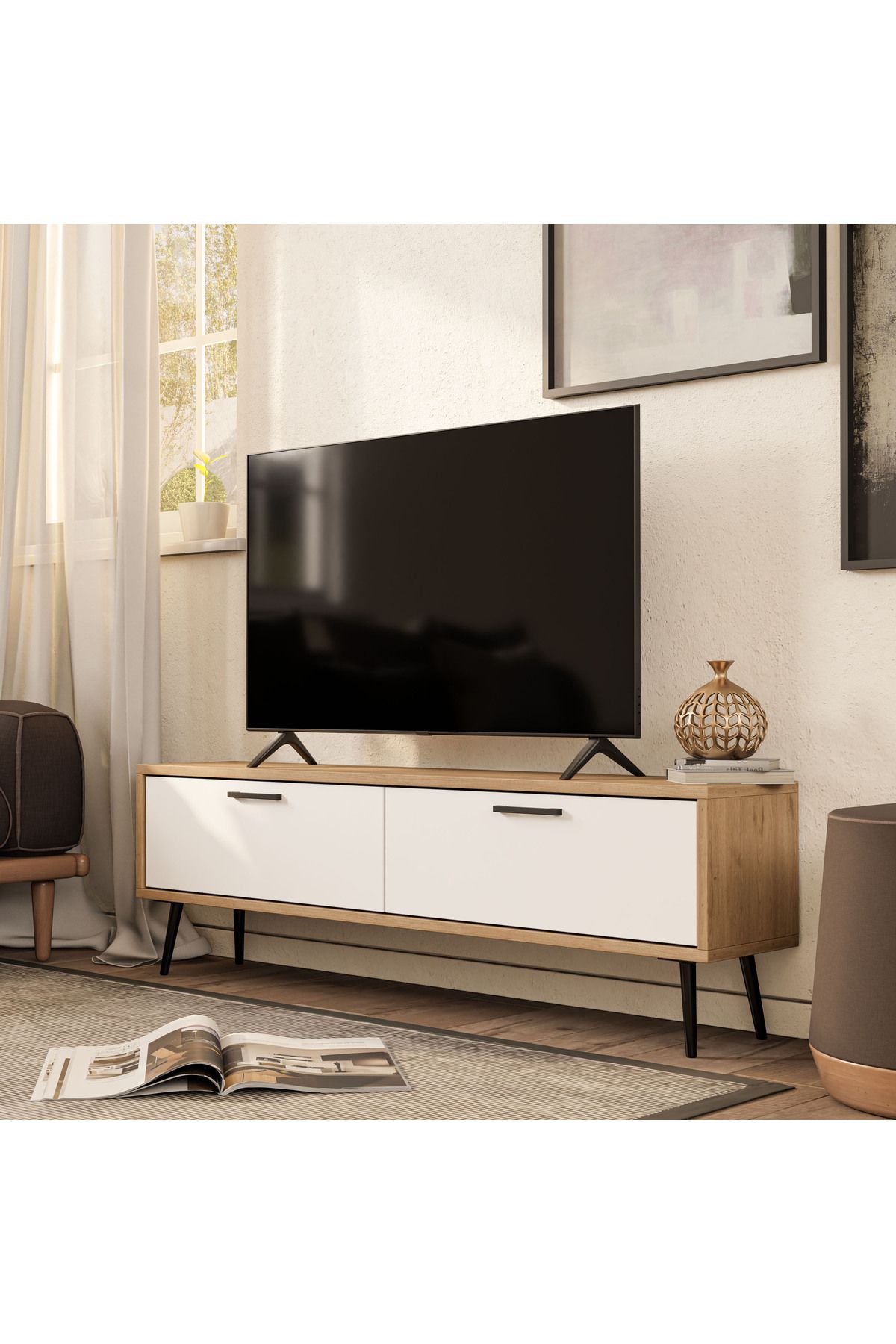 Mezza 4064 Bold 138 Cm Tv Ünitesi Sepet-Beyaz