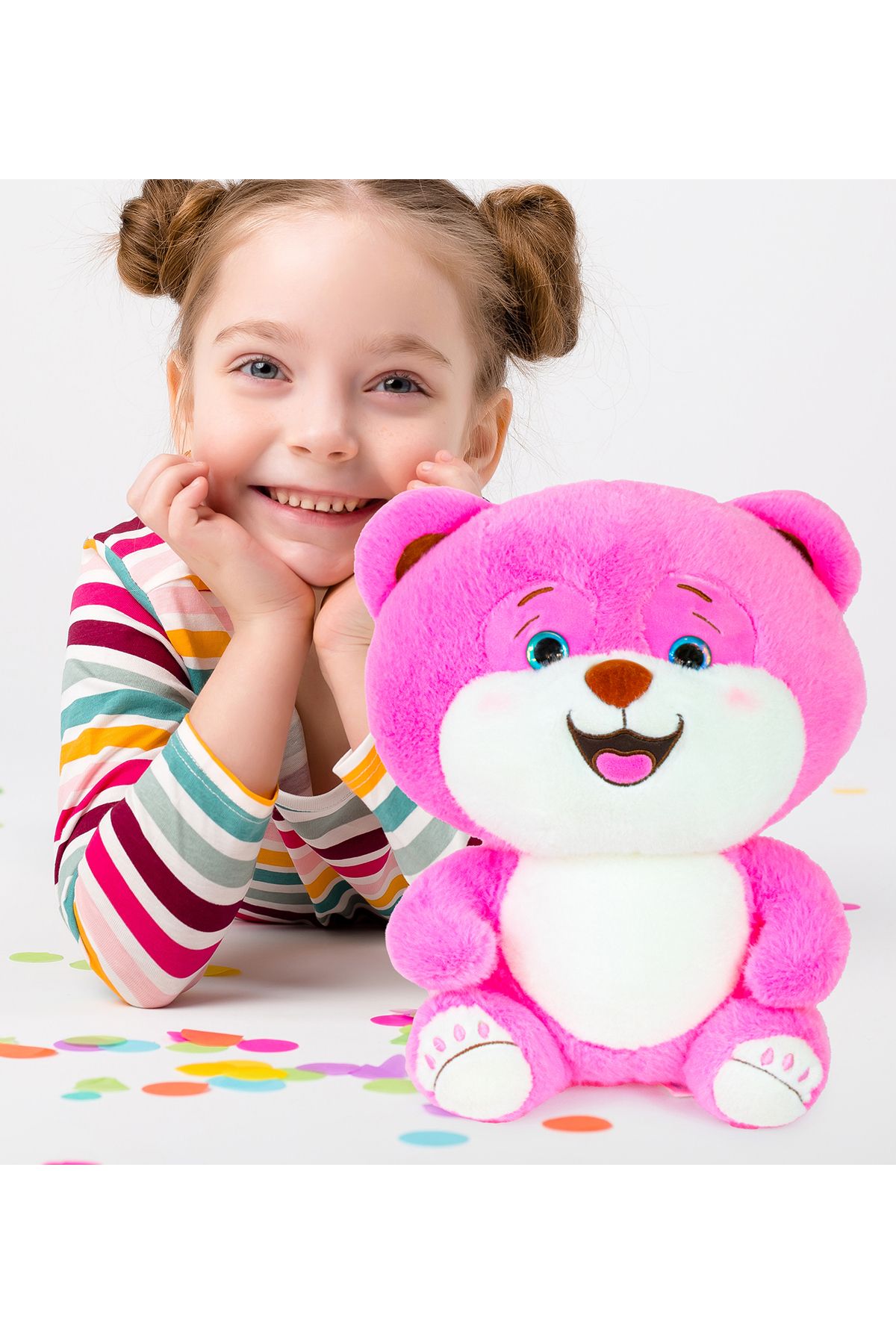 Özgüner Oyuncak Gülümseyen Pembe Mani Peluş Ayıcık
