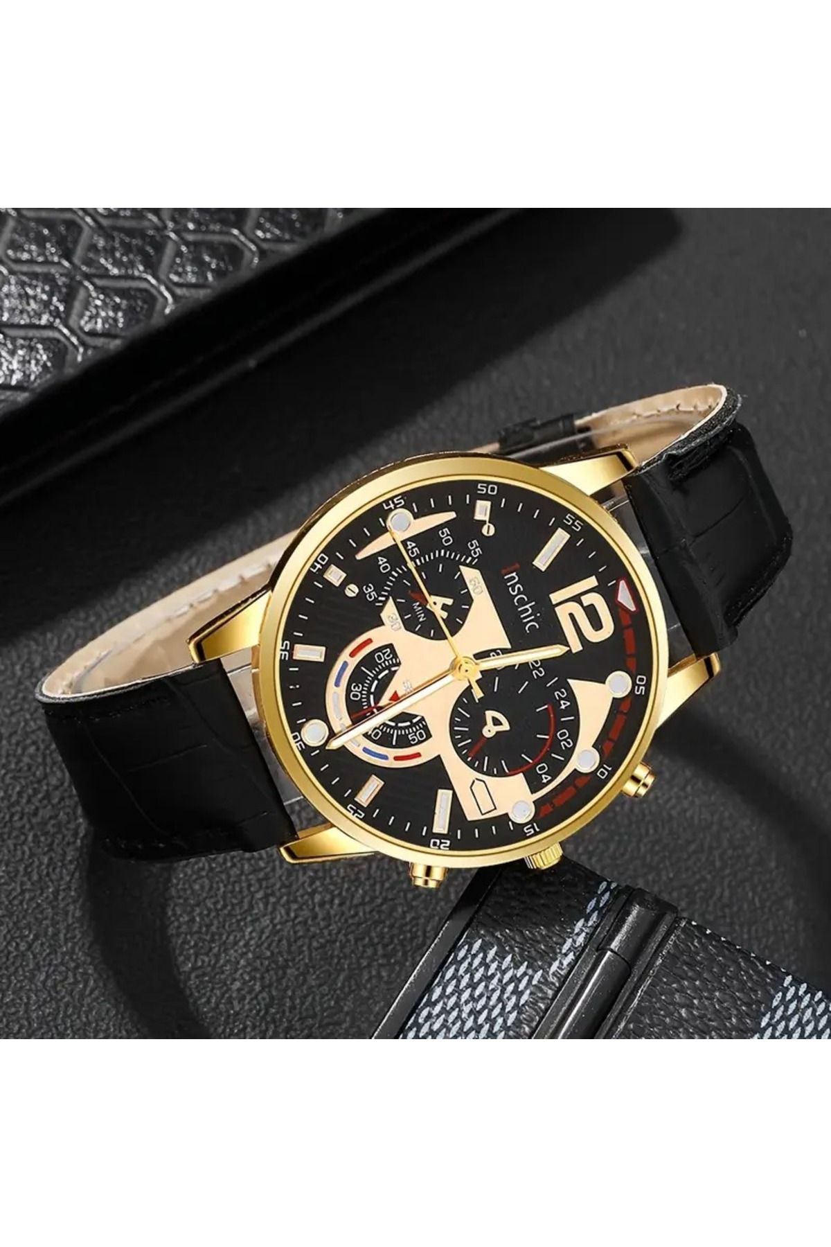 Feron accessories Erkek Kol Saati - Deri Kayışlı Analog Spor Saat E-0217