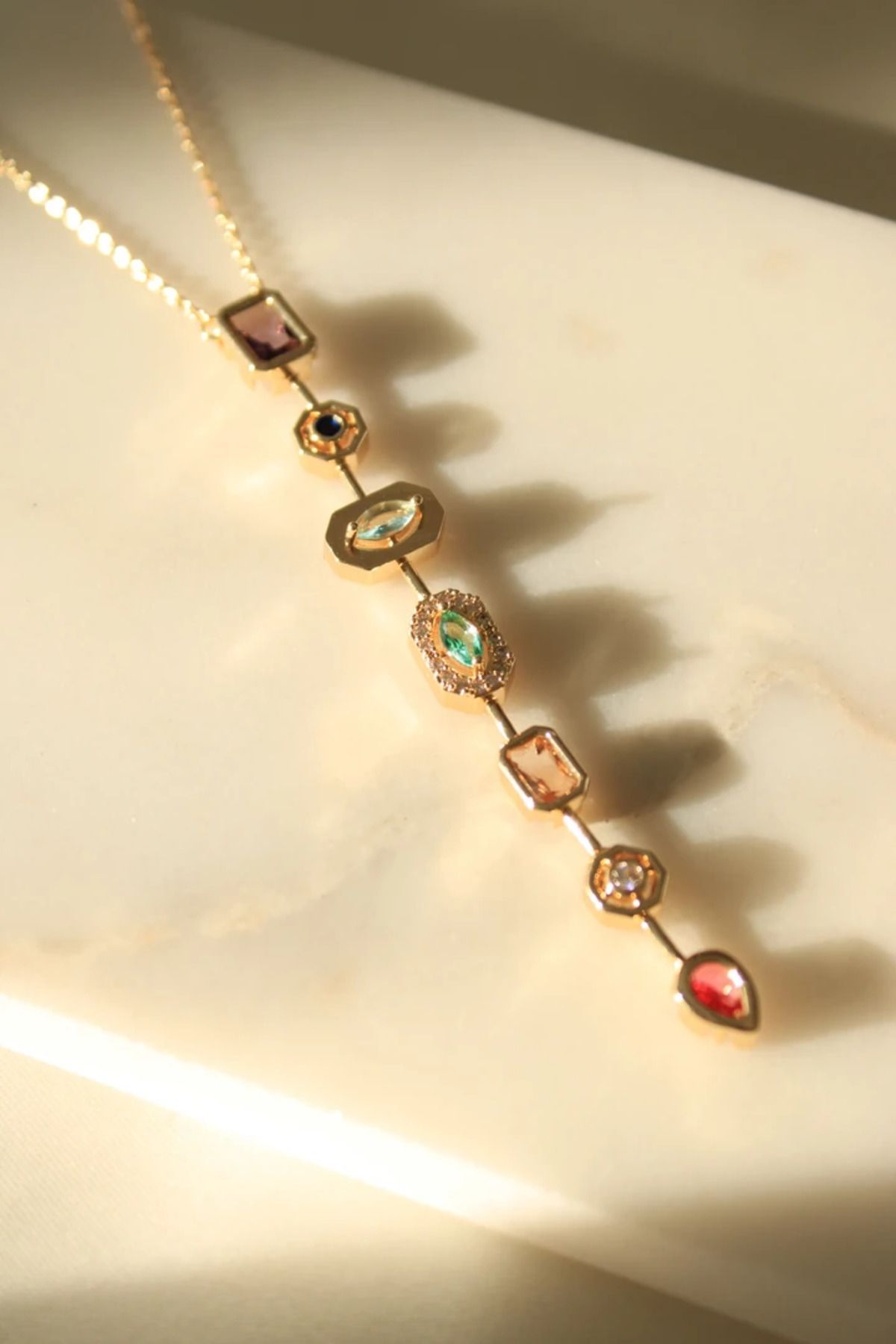 Harlofia Jewelry 14 Ayar Altın Kaplama 7 Element Kolye
