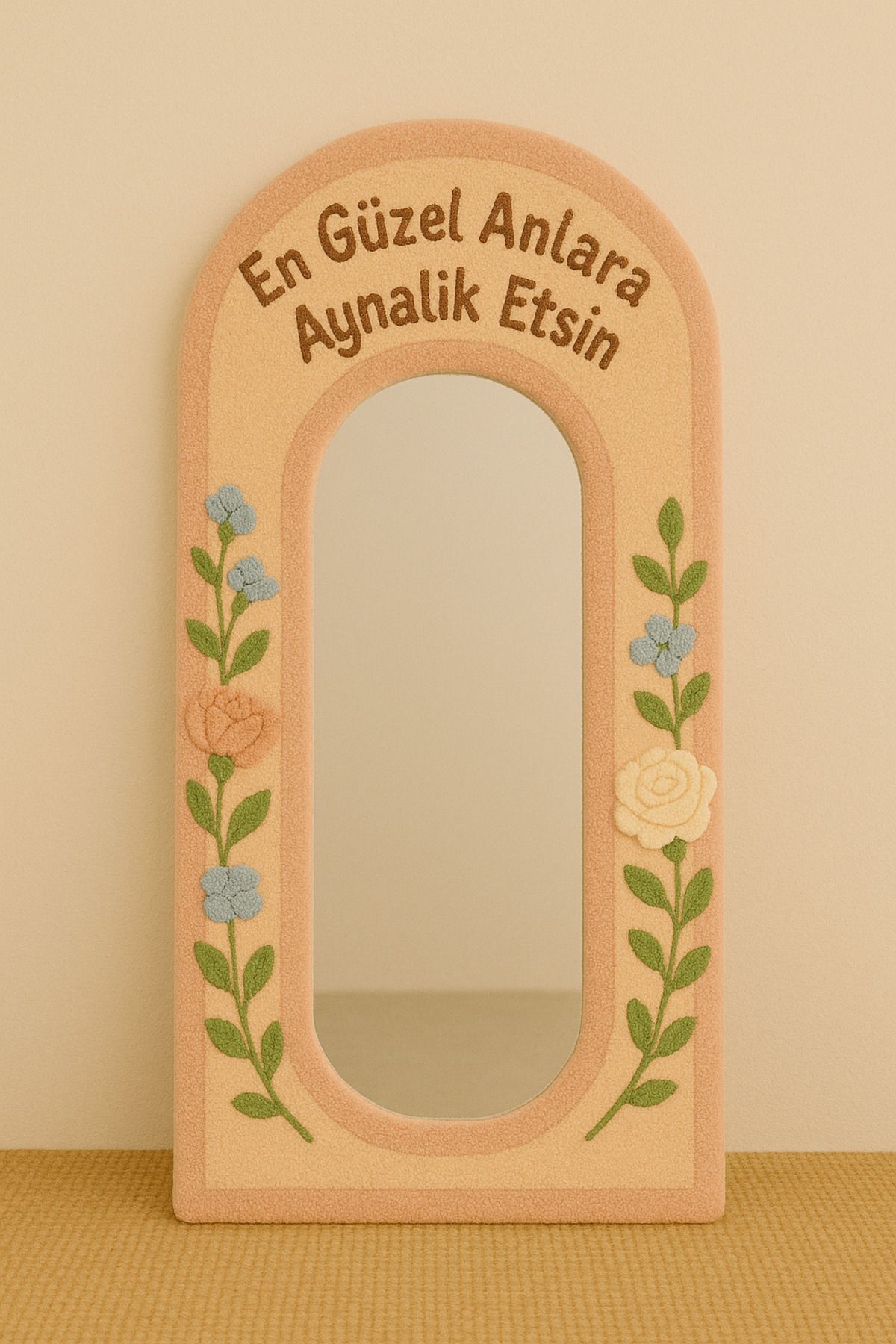 Afro Dekorasyon Tufting Ayna , Tasarım Ayna , Hediyelik Dekor Ayna ,Bohem Retro Ayna