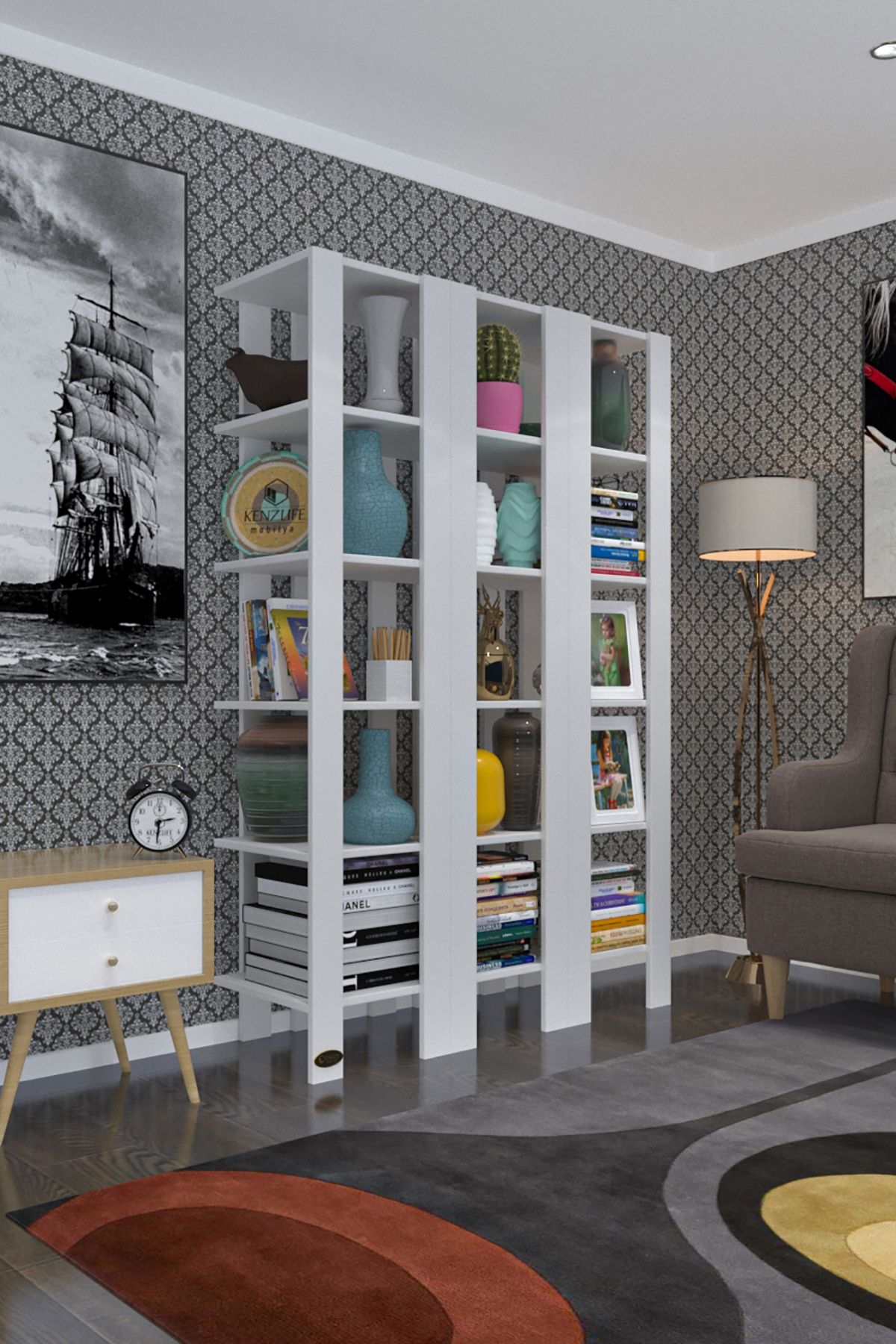 Kenzlife Kitaplık Hemi Cuda3 Byz 180*39*39 Tekli Ayakkabılık Klasörlük Raf 3 Ayrılabilir Parça