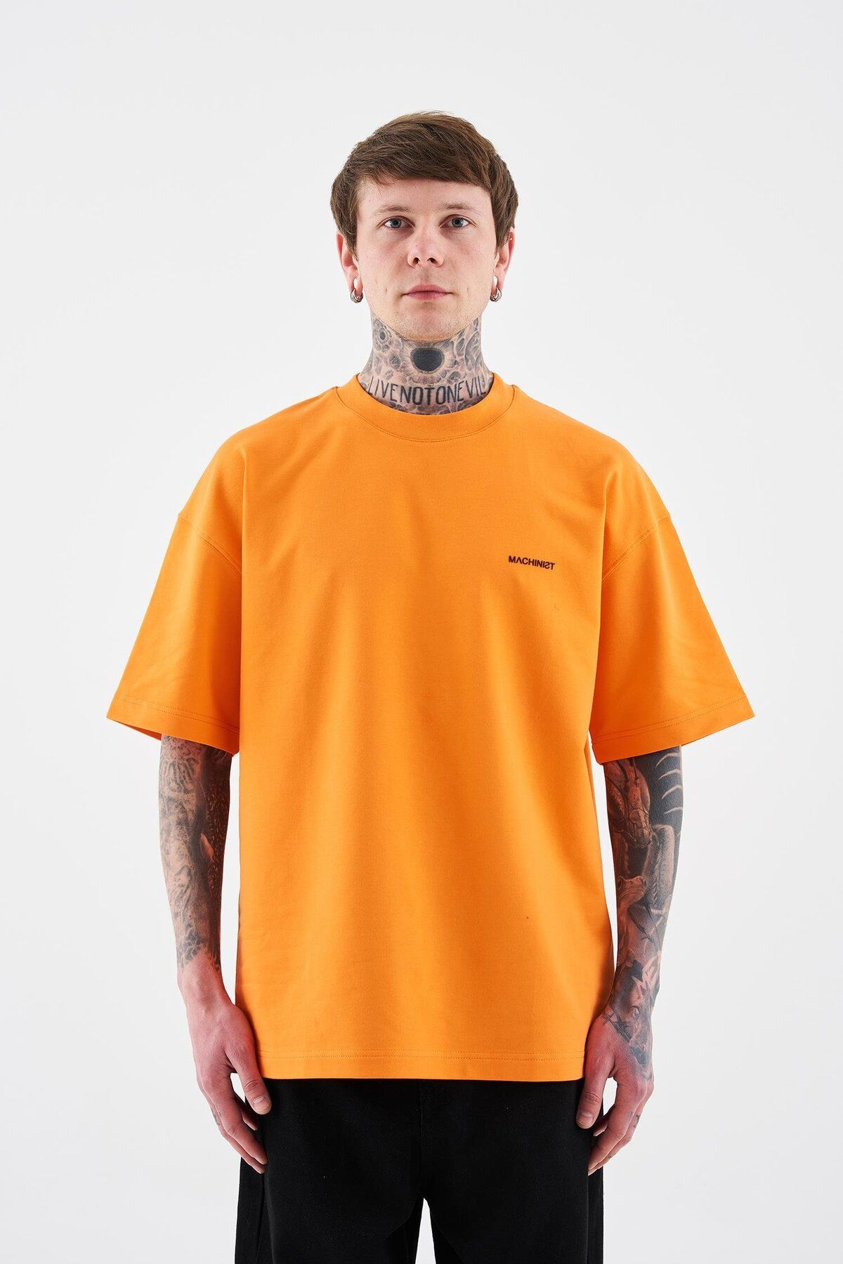 Machinist-Men's Solid Basic Cotton Oversize Orange T-Shirt 4