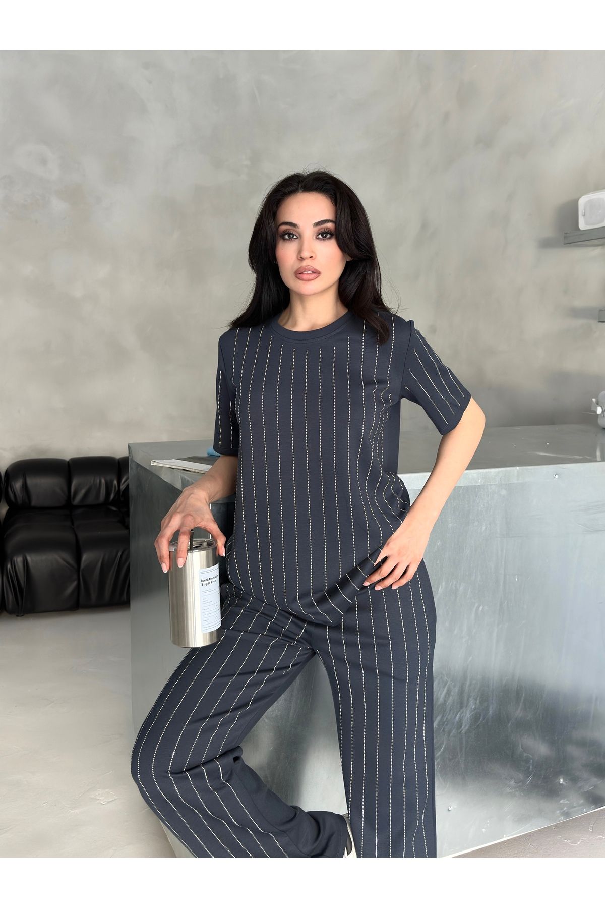 orjinal blue b Çizgili Taşlı Alt Üst Takım