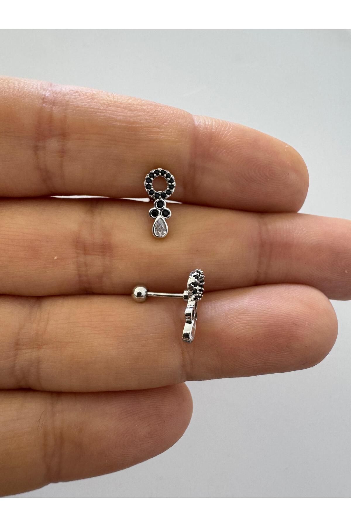 Arescollection zirkon taşlı helix lobe tragus uyumlu 1 adet piercing küpe