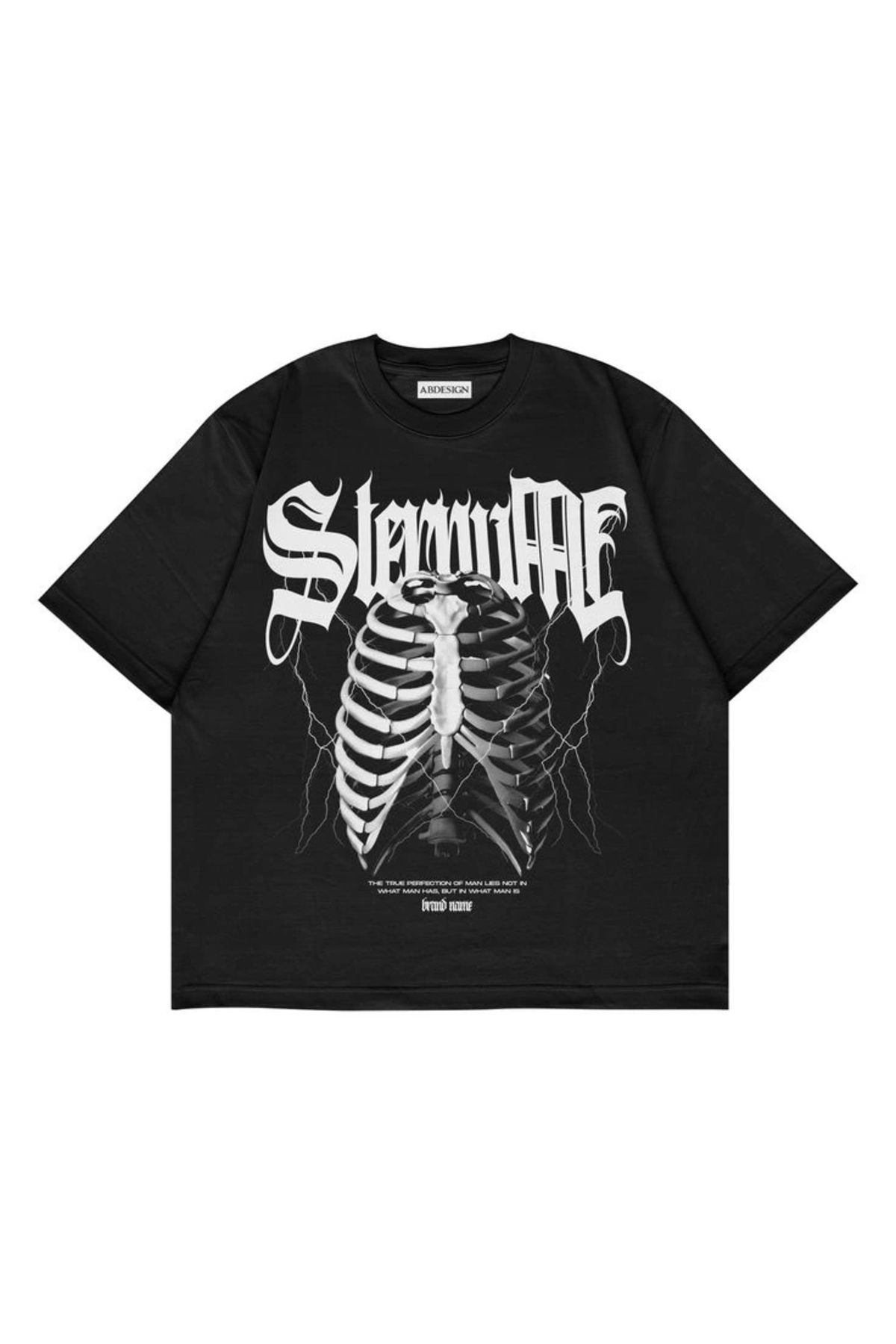 Violon Chest Baskılı Siyah Renk Oversize T-Shirt