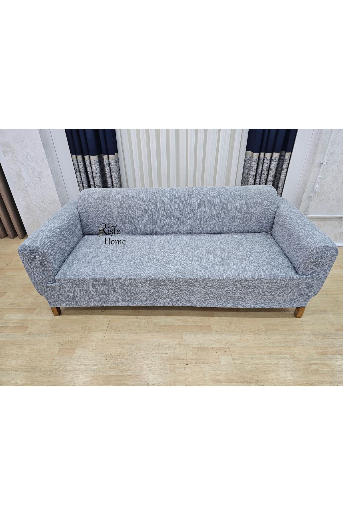Rişte Home A Kaliteli Jakarlı Yarı Kaplama 3 3 1 1 Çubuk Desen Lastikli Kanepe,koltuk Örtüsü, Kılıfı Takımı