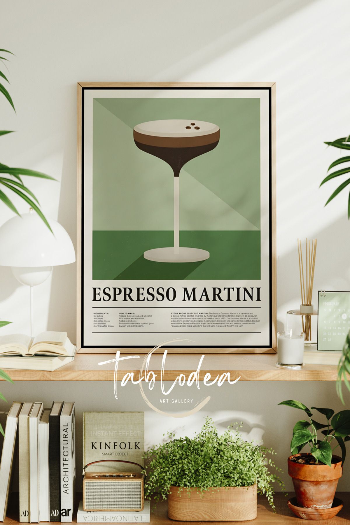 tablodea Bar Kokteyl Temalı Modern Çerçeveli Poster Tablo, Minimalist Dekoratif Bohem Mutfak Duvar Tablosu