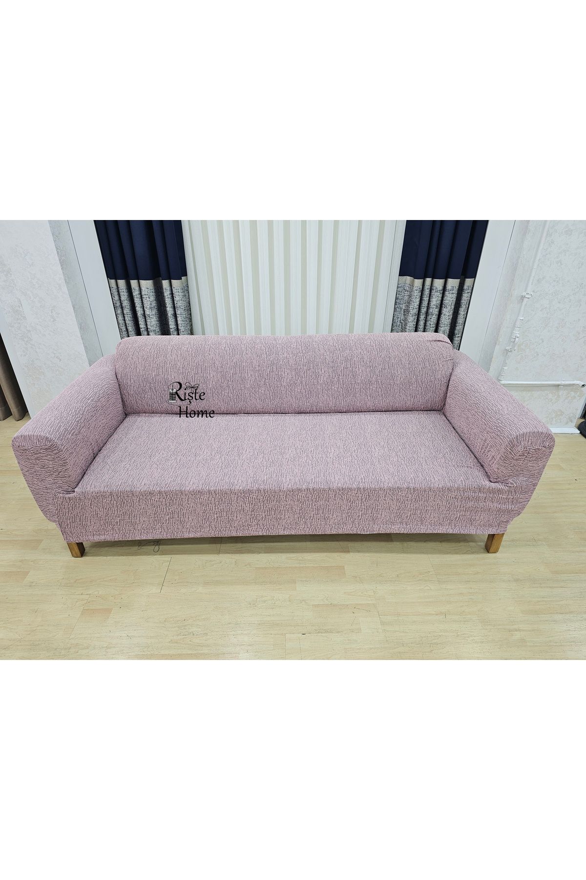 Rişte Home A Kaliteli Jakarlı Yarı Kaplama 3 3 1 1 Çubuk Desen Lastikli Kanepe,koltuk Örtüsü, Kılıfı Takımı