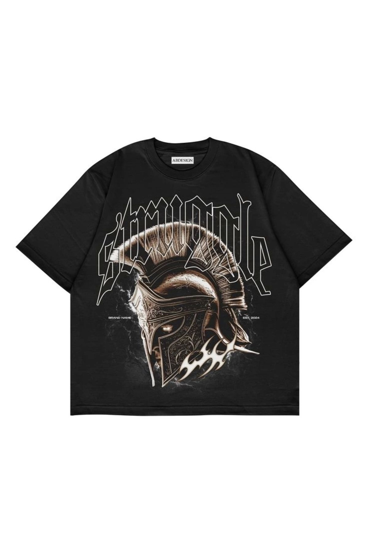 Violon Struggle Baskılı Siyah Renk Oversize T-Shirt