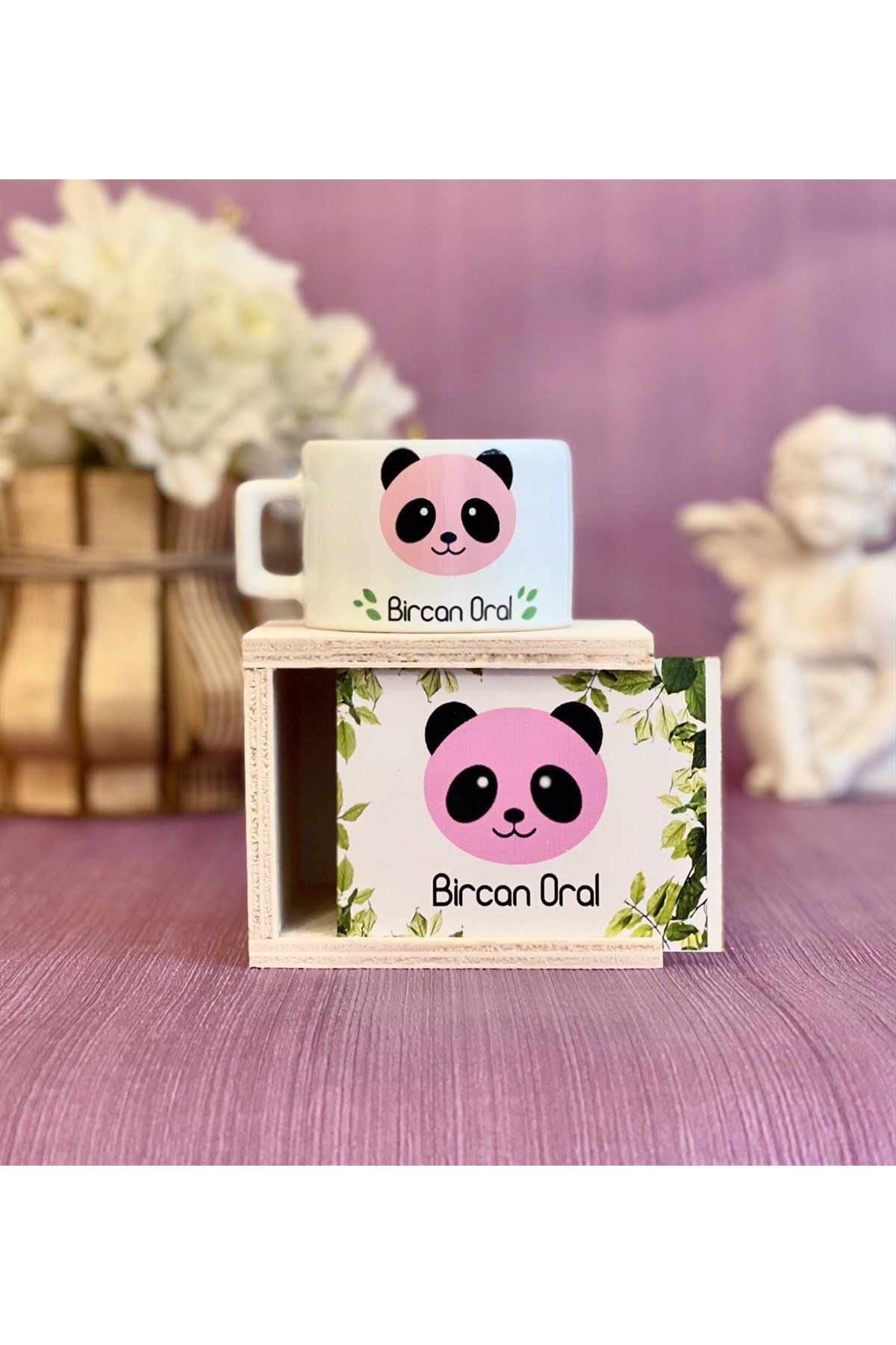 Gift Moda Kişiye Özel Pembe Panda Tasarımlı Kutulu Kupa