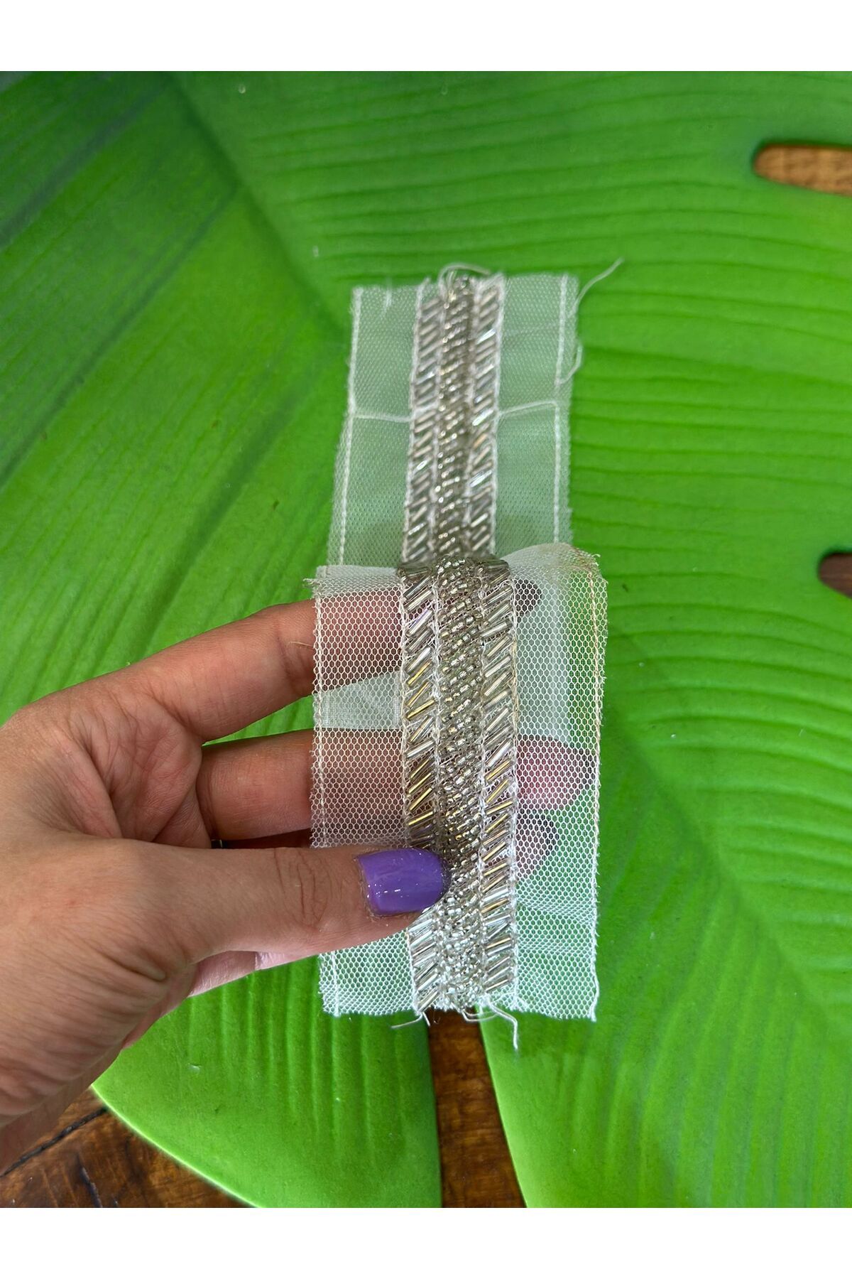 Gönülden Tasarım BONCUK İŞLEME DİKİŞ GİYİM AKSESUARI APLİKE 33X3 CM