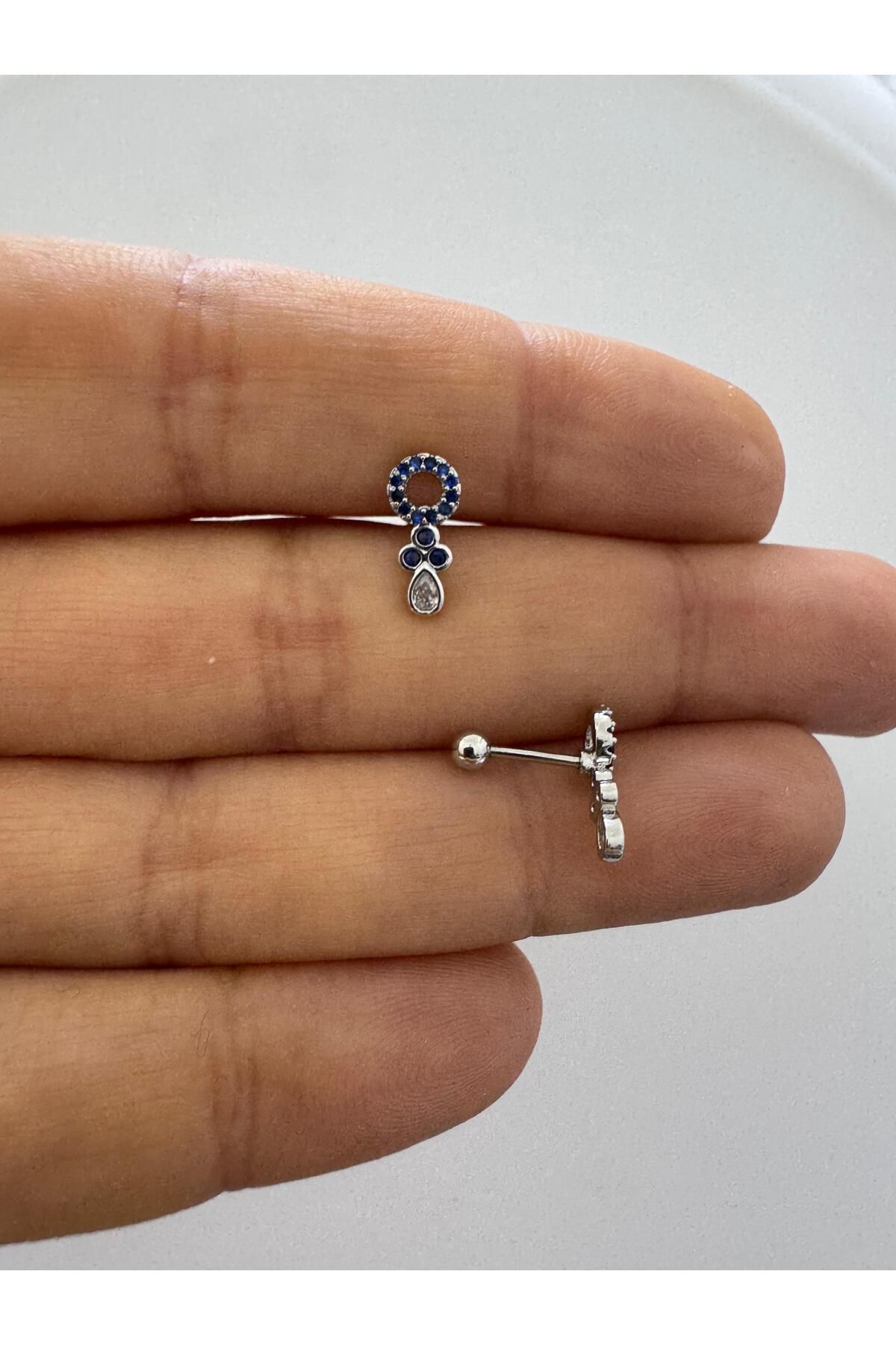 Arescollection zirkon taşlı helix lobe tragus uyumlu 1 adet piercing küpe