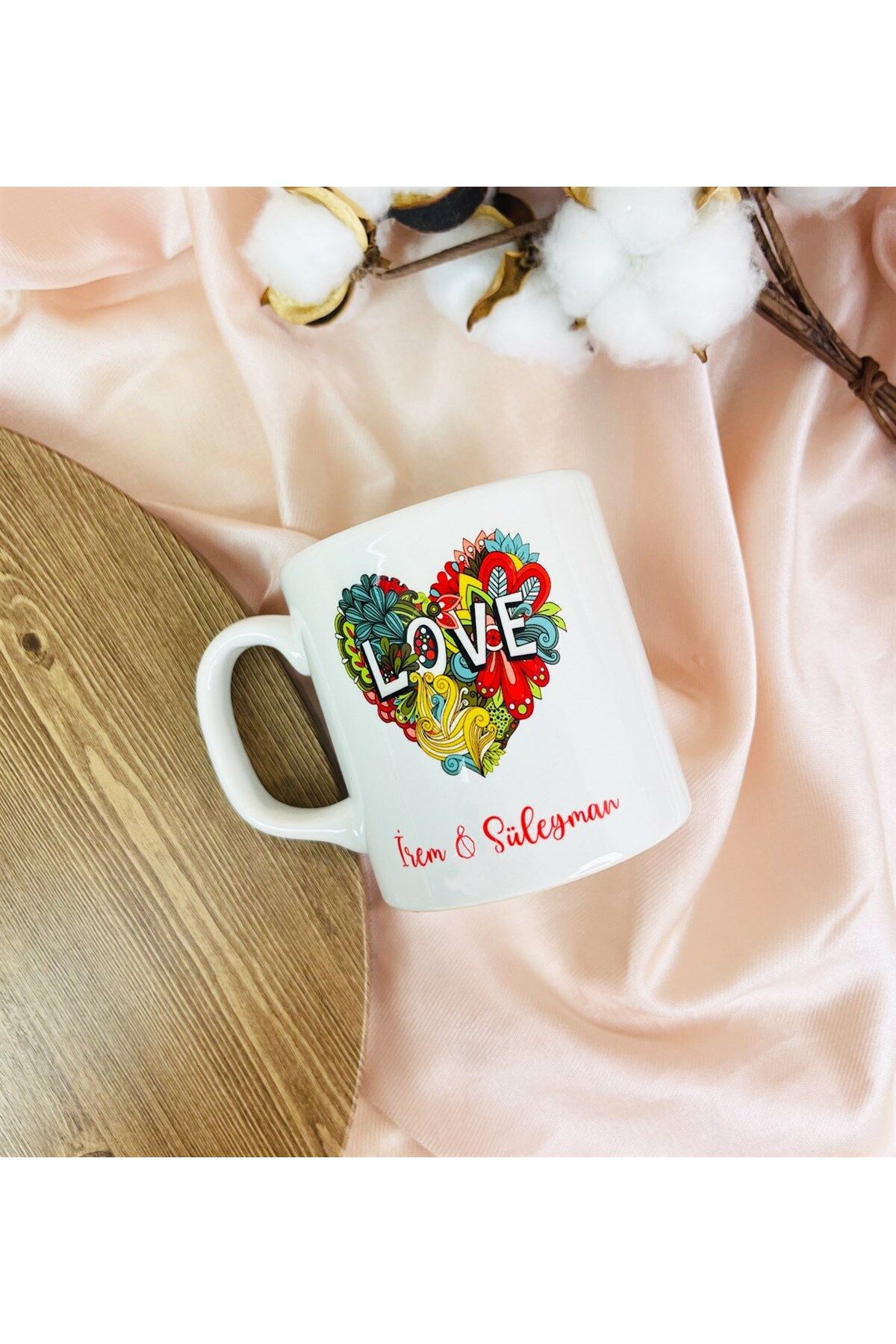 Gift Moda Kişiye Özel Love Kalp Tasarımlı Kupa Bardak
