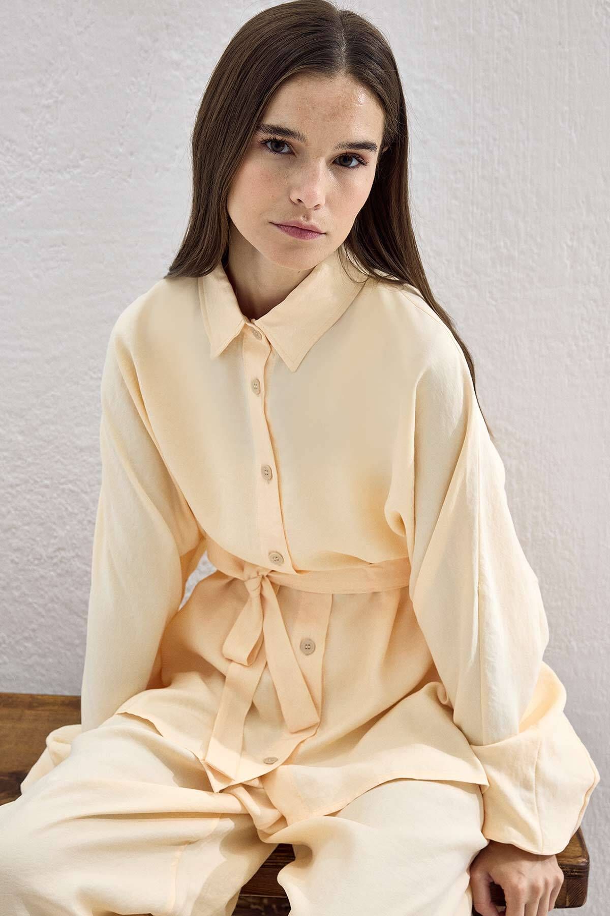 Hooopstore Basic Oversize Krem Pantolon Takım