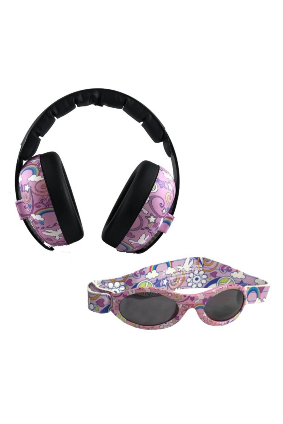 Banz Pachet Combinat, Căști Antifonice Banz Kids + Ochelari De Soare Cu Protecție Uv, 3 - 36 Luni, Peace - Mărime unică