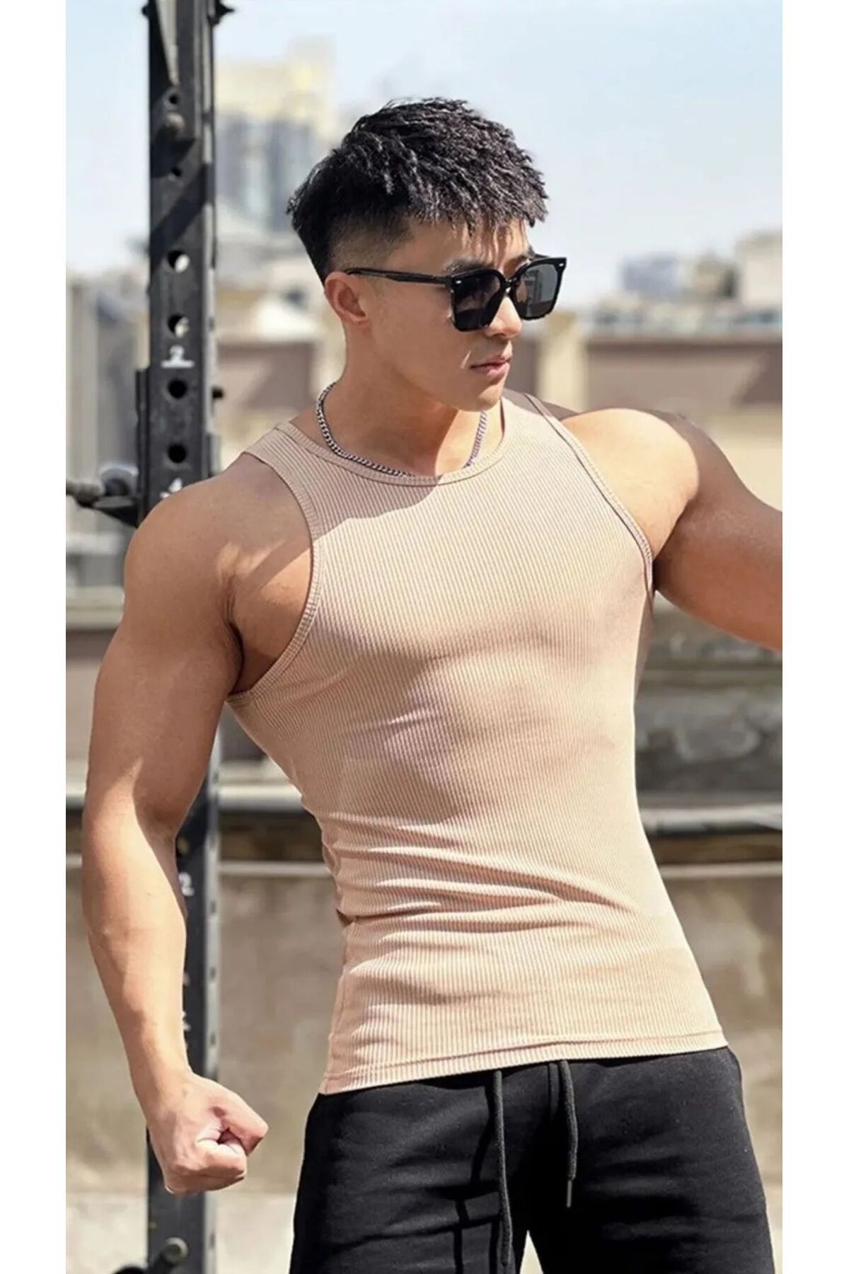 Rublays Erkek Halter Yaka Sporcu Likralı Atlet