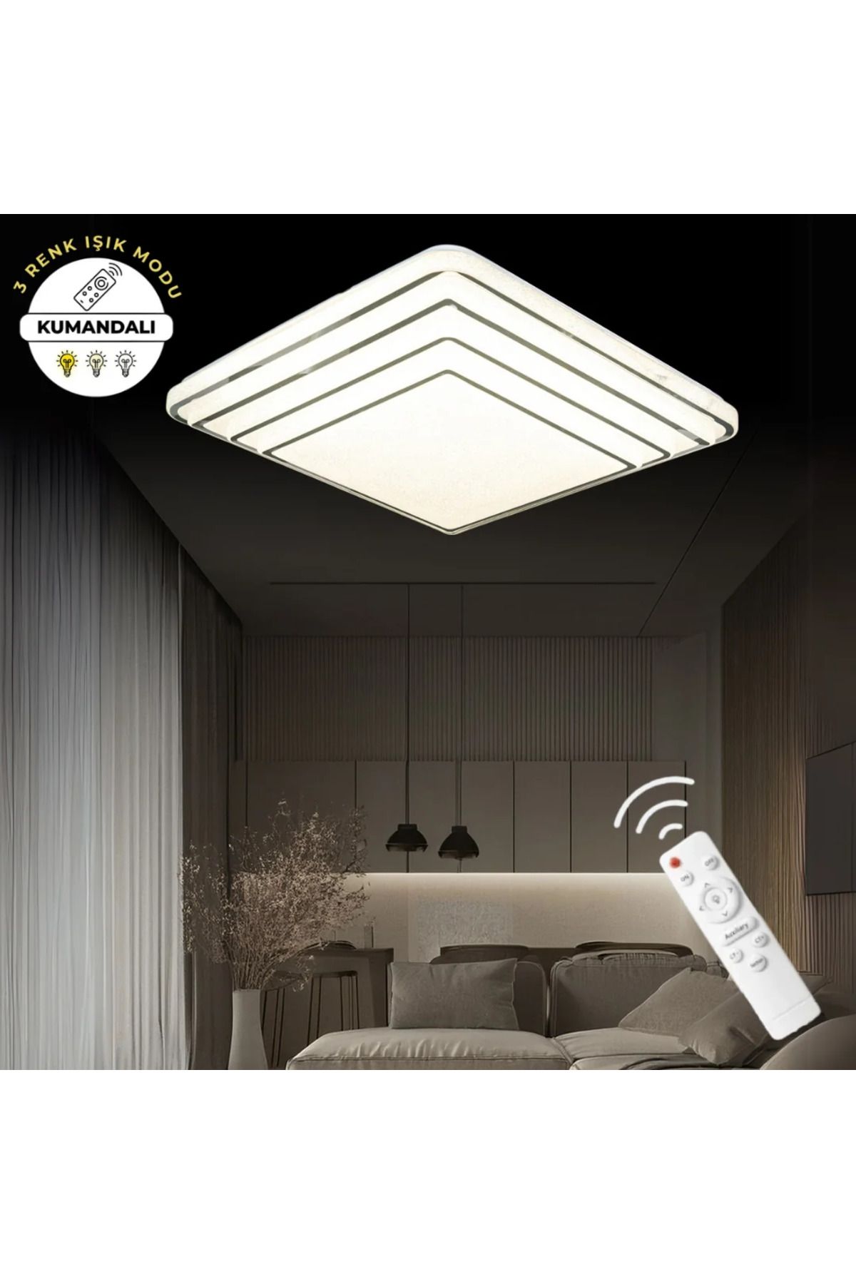 Elektroyou İnci Krom Lüks 4 Katlı Tasarım Kumandalı 3 Renk Ledli Avize Çap 60 cm