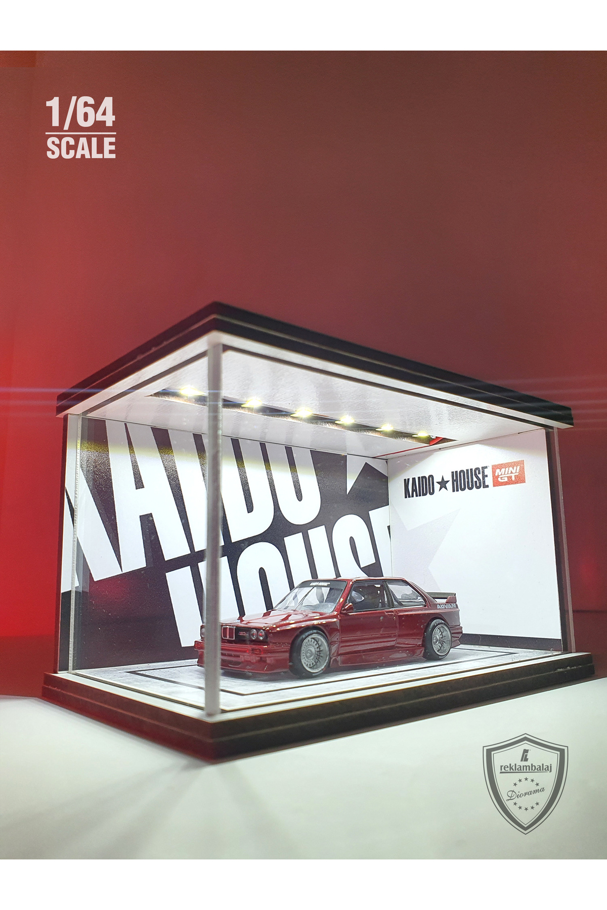 reklambalaj Kaido House Diecast Led Işıklı Akrilik Korumalı Stand/Diorama 1:64 Ölçek