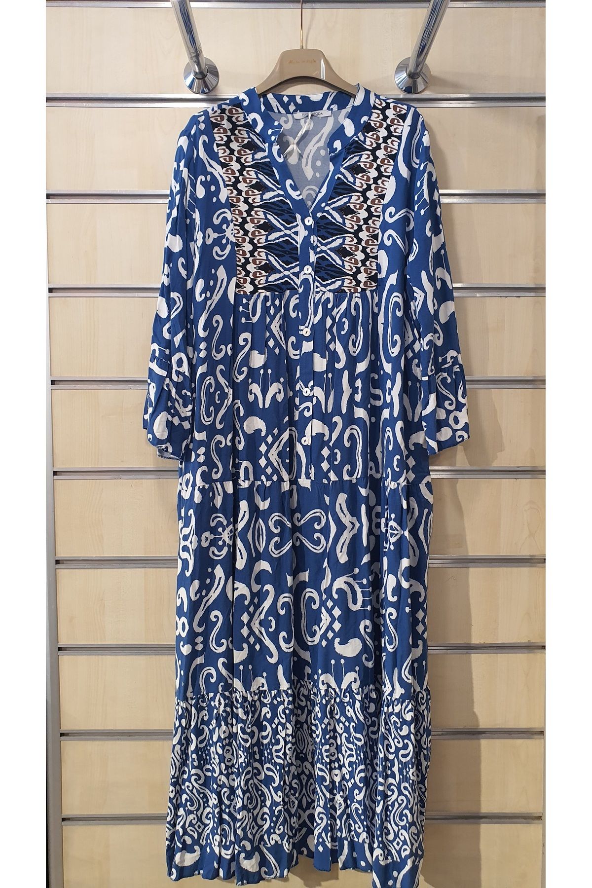 Park Moda DESEN GARNİLİ UZUN VİSKON ELBİSE