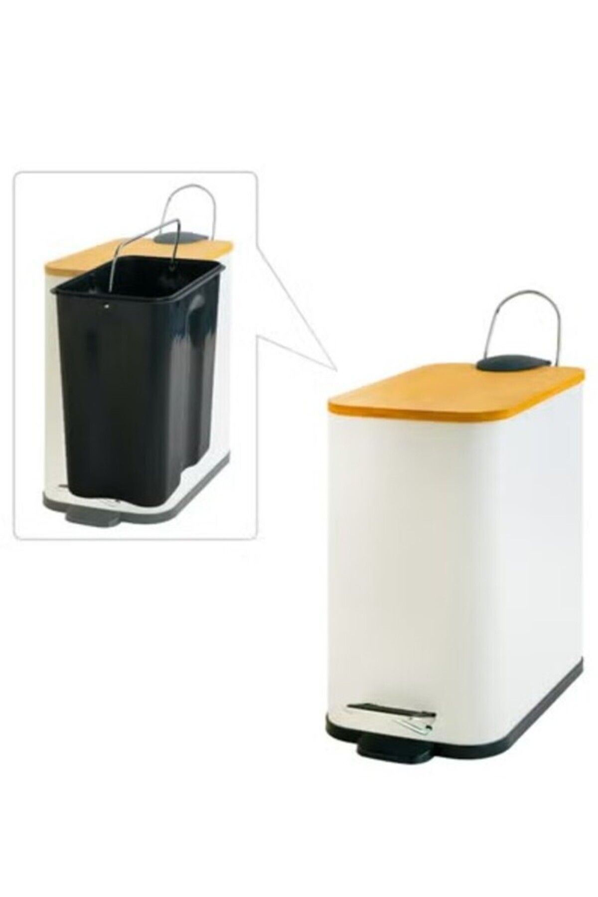 Ba&Sh-Basra 5L Trash Can with Wooden Lid 2