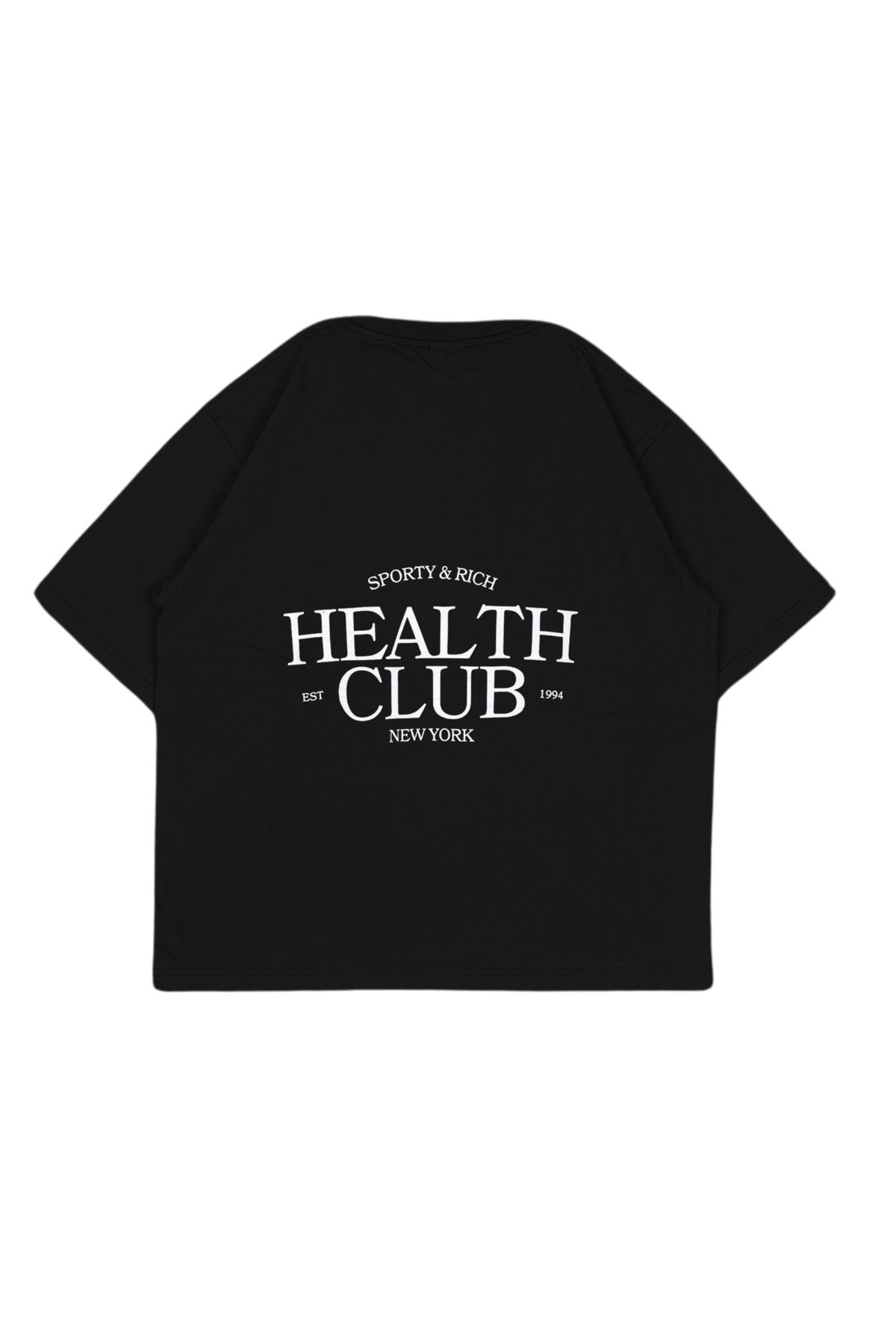 Tresore Oversize Boxy Fit Sporty&Rich Health Club Baskılı Tişört - Nakış Detaylı Oversize Boxy Fit Tişört
