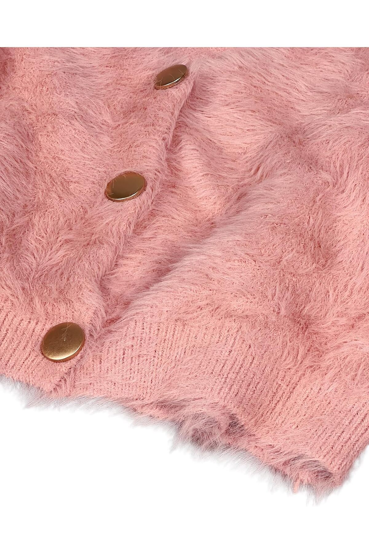 جاكيت وردي قصير من الموهير بأزرار ذهبية لامعة للنساء والفتيات من بونكا