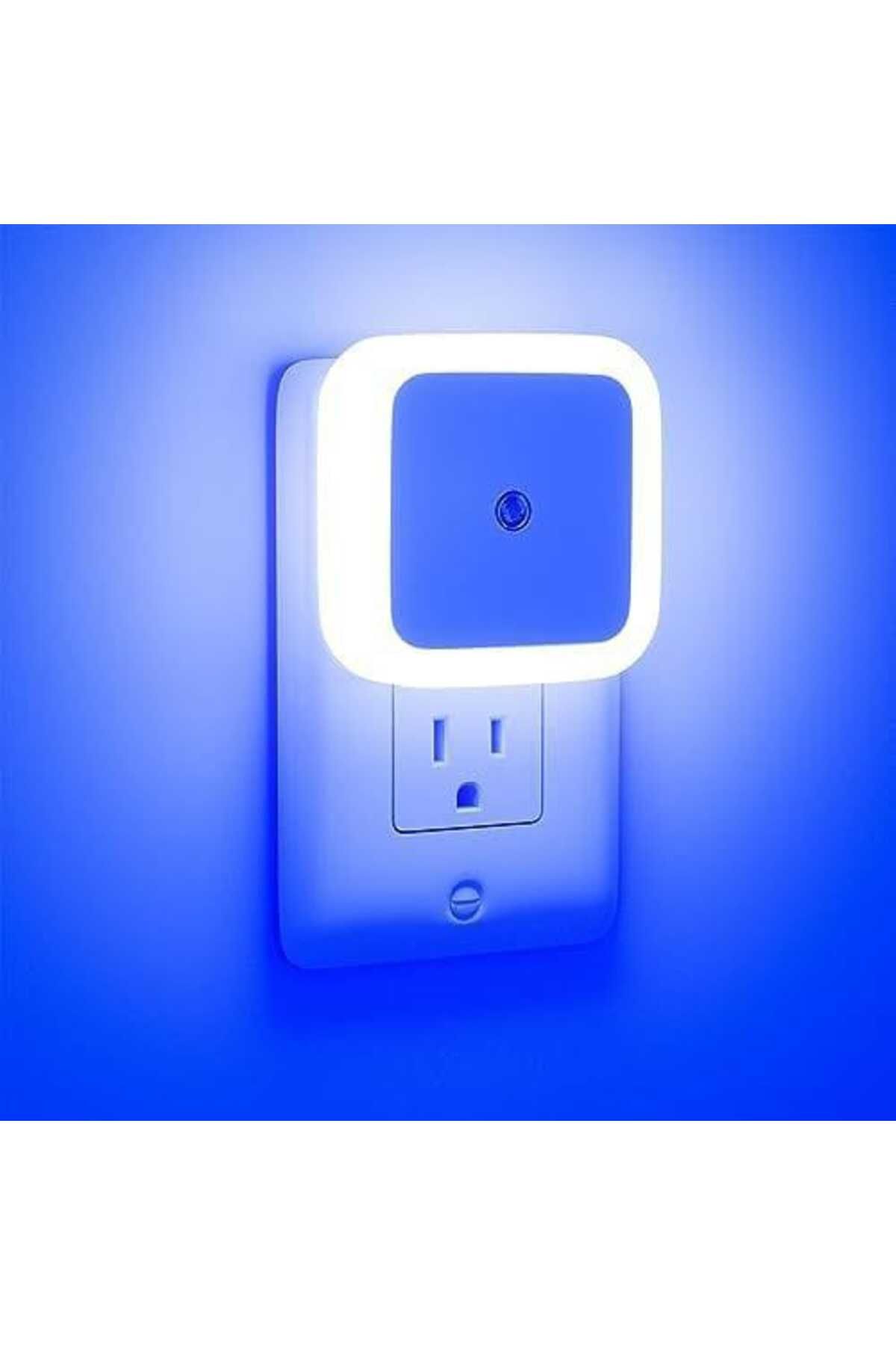 fullreyon Fotoselli Led Gece Lambası, Mavi Renk Sensörlü Gece Lambası, 1 Watt Mavi Renk Led Gece Lambası