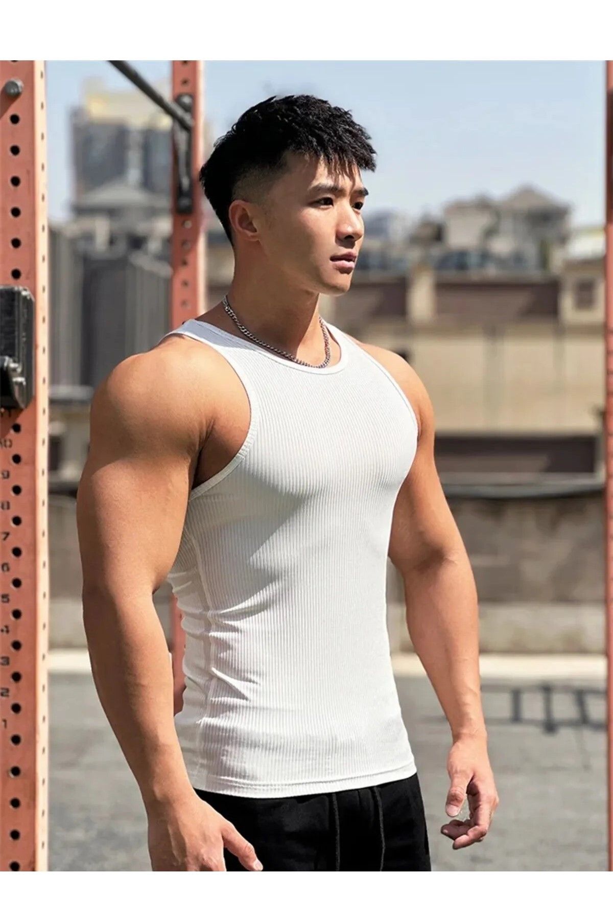 Rublays Erkek Halter Yaka Sporcu Likralı Atlet