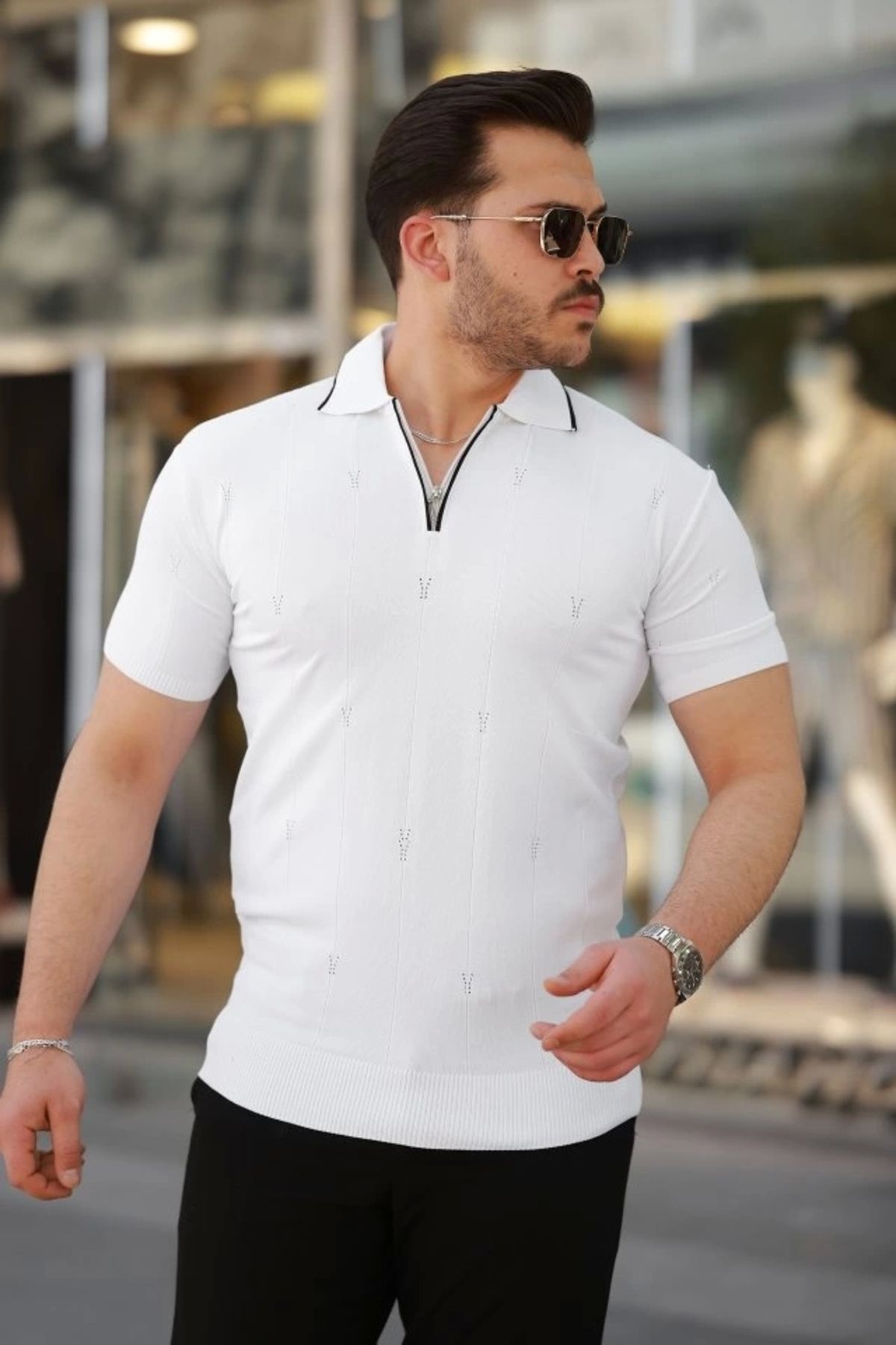 Kaplan Erkek Yakalı Kısa Kollu T-shirt