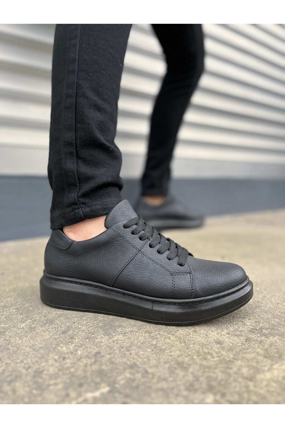 Zerenyus JY151 Boost Bağcıklı Erkek Günlük Sneaker Ayakkabı - Siyah