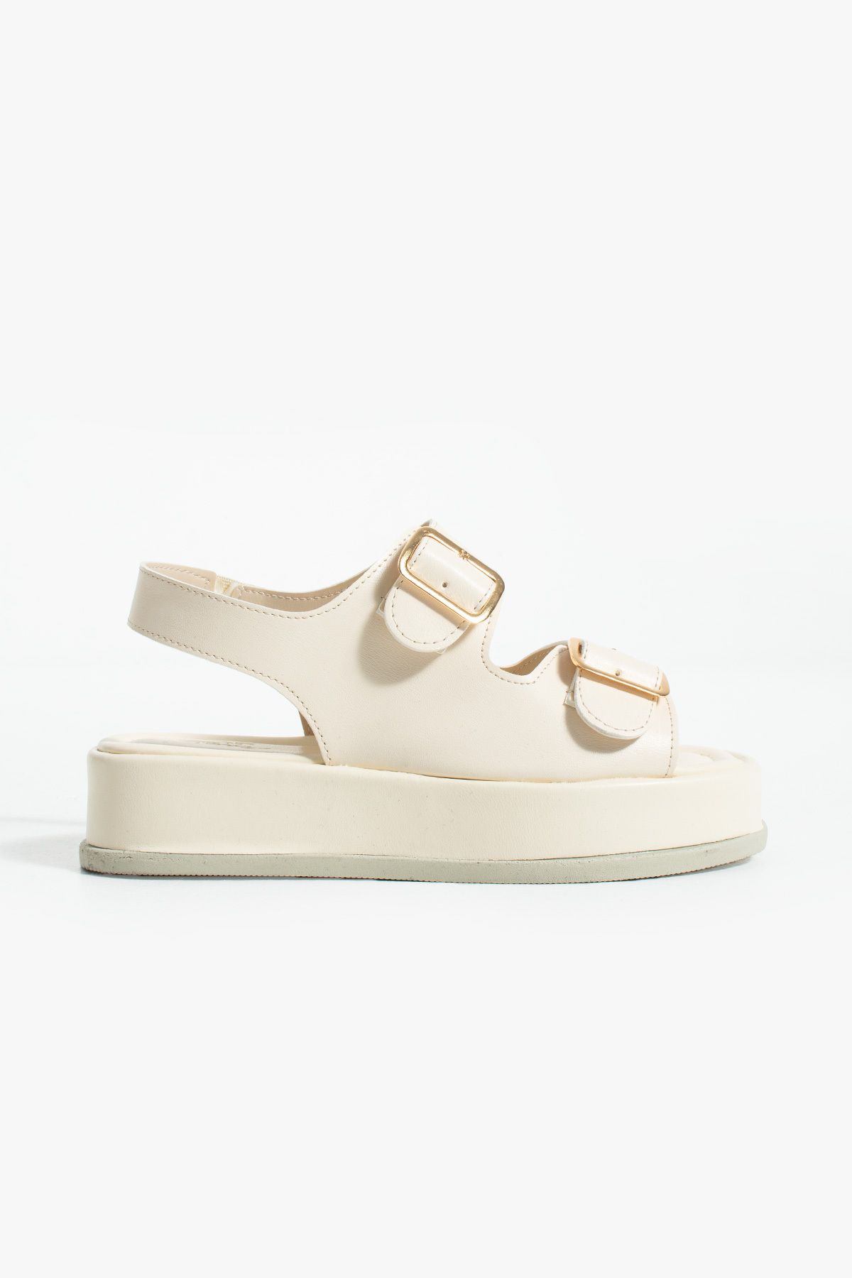 Gökçe Shoes Belindo Krem Kemer Toka Detay Kadın Sandalet