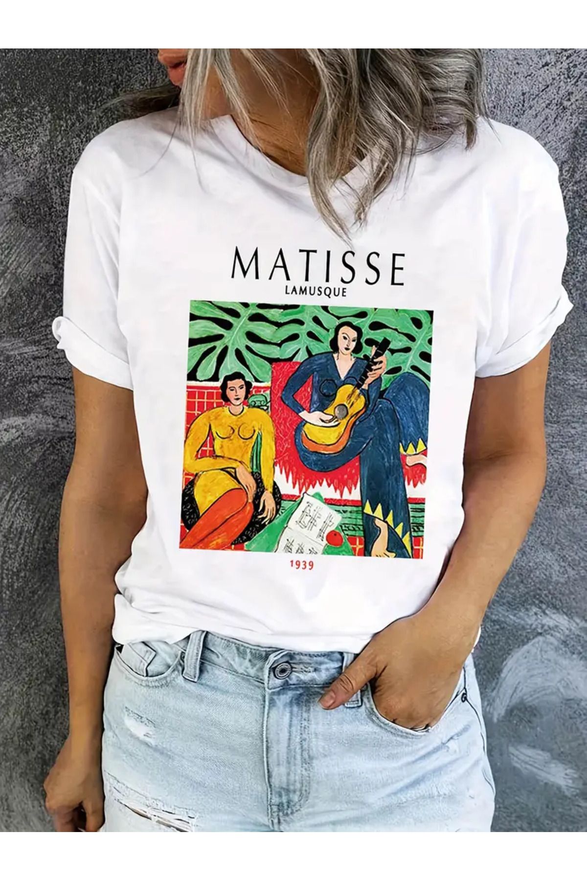 AEMİ Unisex Matisse Baskılı %100 Pamuk Oversize T-shirt