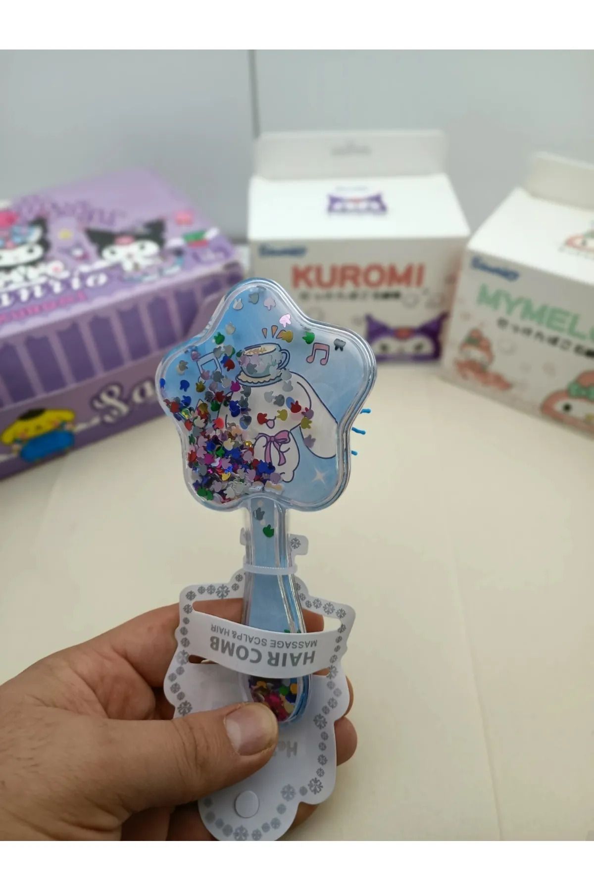 zeynobella Sanrio Kawaii My Melody Tarak Içi Simli Pullu Mini Tarak Lüx Hediyelik Ürünler