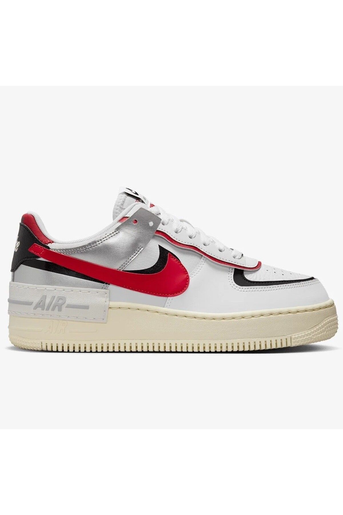 Nike Air Force 1 Shadow Sneaker Unisex Hakiki Deri Günlük Spor Ayakkabı Beyaz Kırmızı