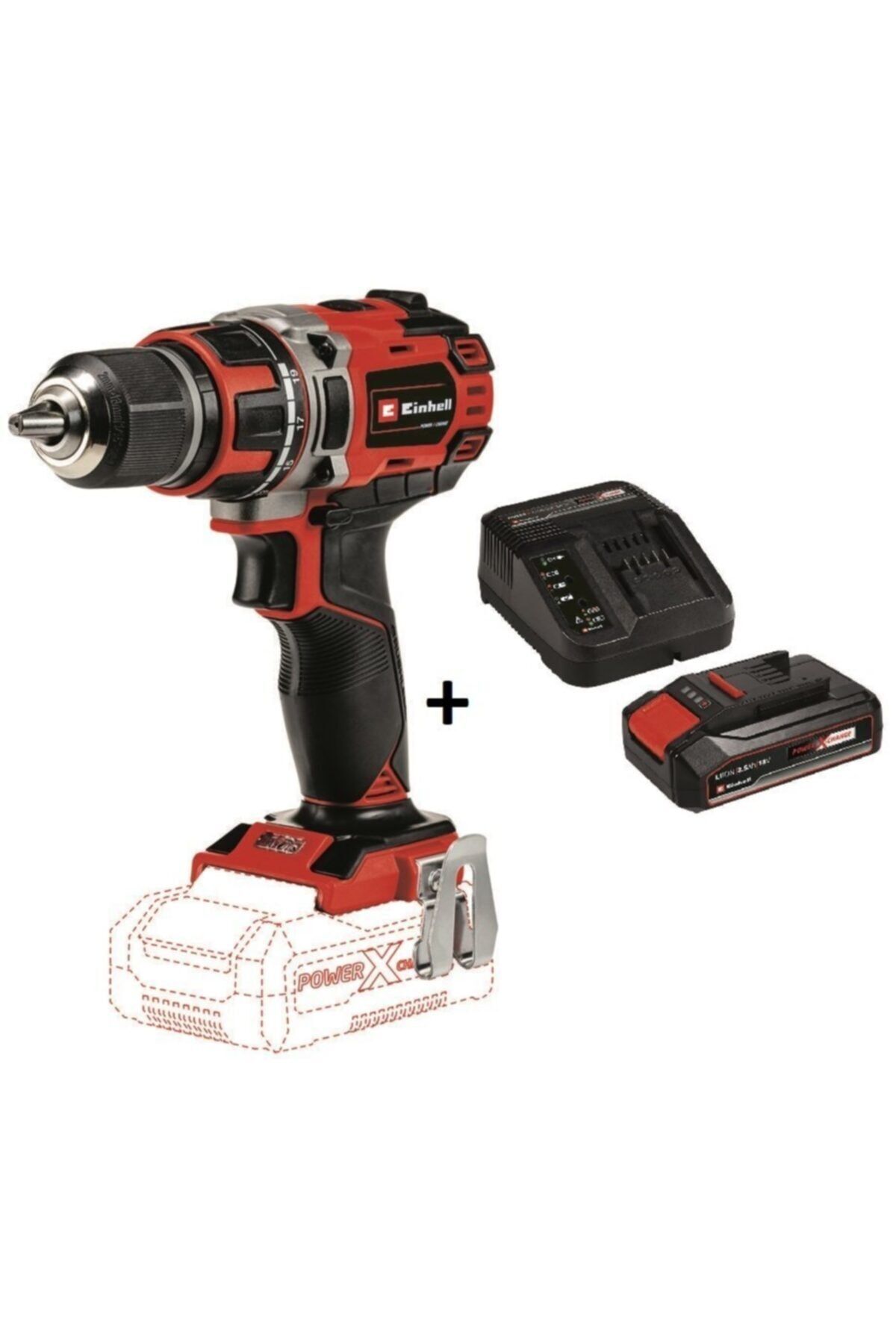 teknotrust TP-CD 18/50 Li-i BL Akülü Darbeli Vidalama + Pxc Starter Kit Akü 18V 2.5Ah + Şarj Cihazı 900W